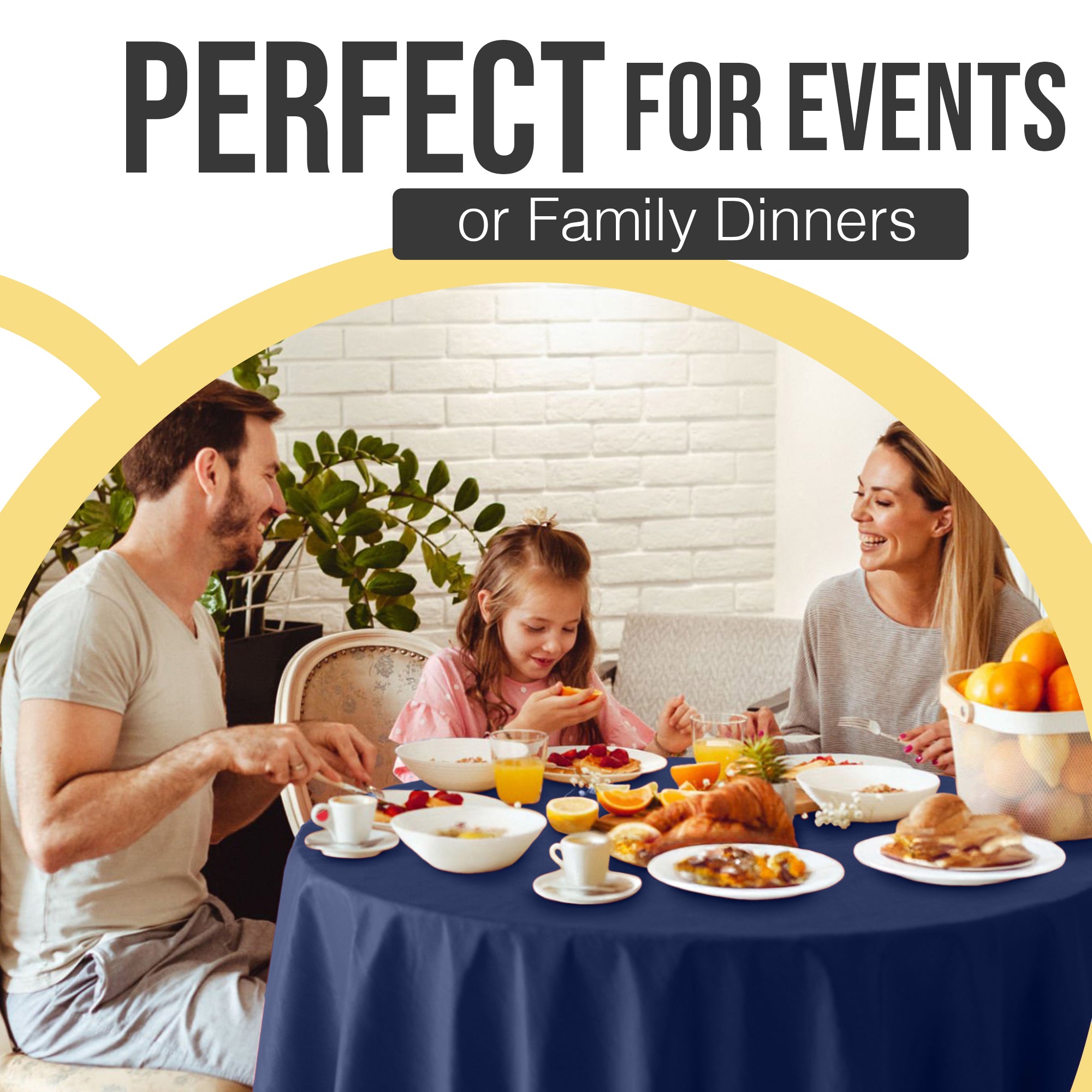 Premium Round Navy Blue Plastic Table Cover | 84 in.