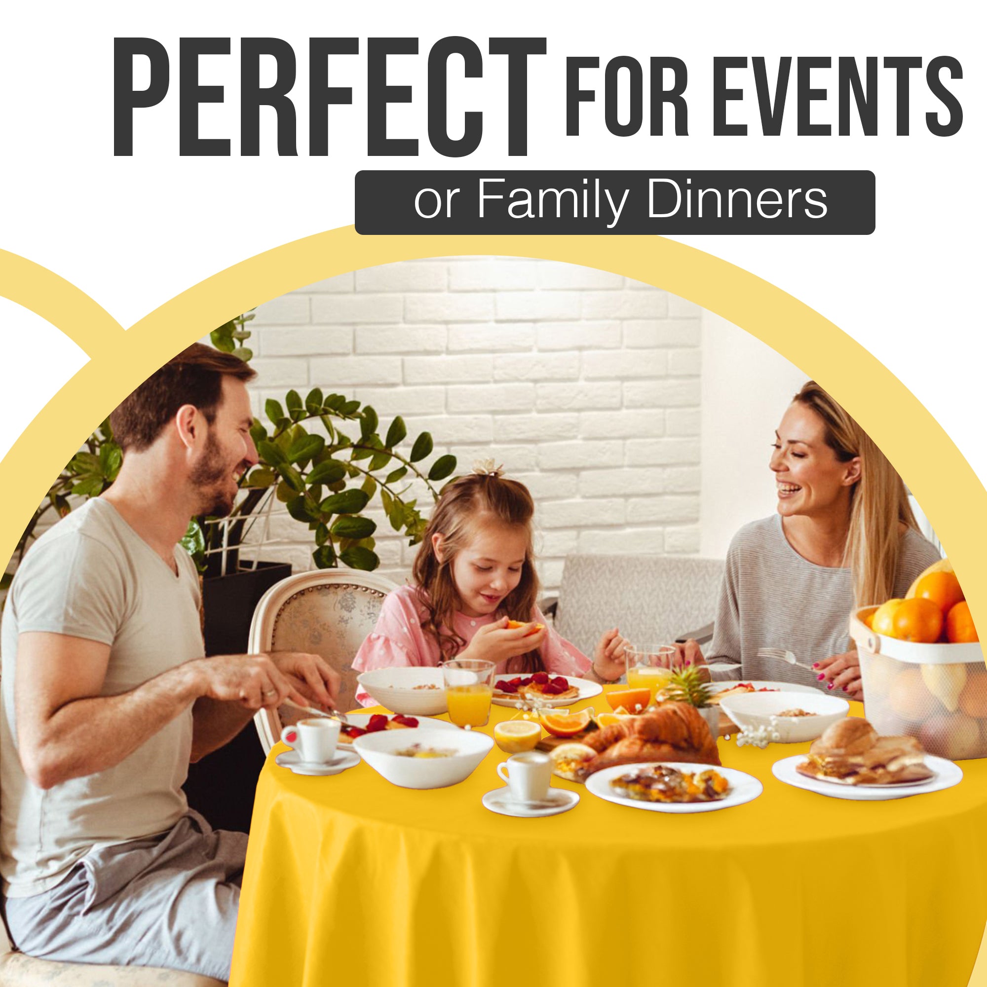 Premium Round Yellow Plastic Table Covers | 12 Pack | 84 in.