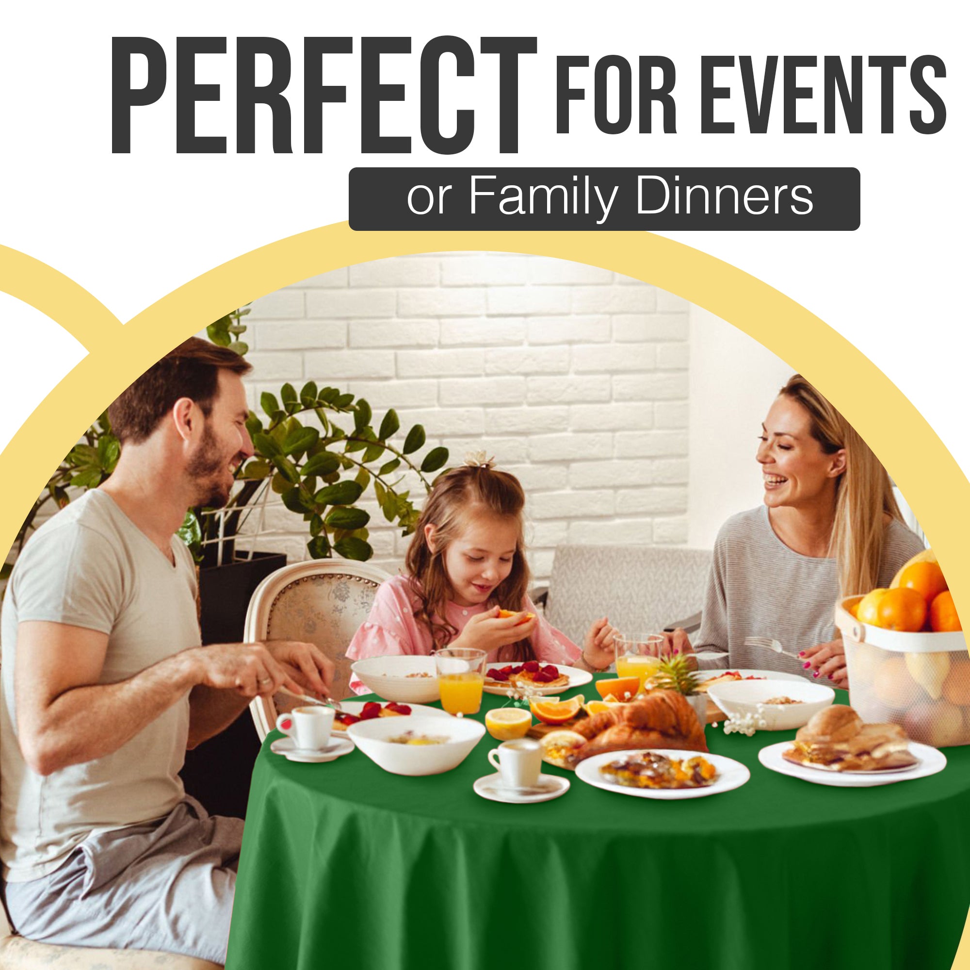 Premium Round Emerald Green Plastic Table Cover | 84 in. | Case of 96