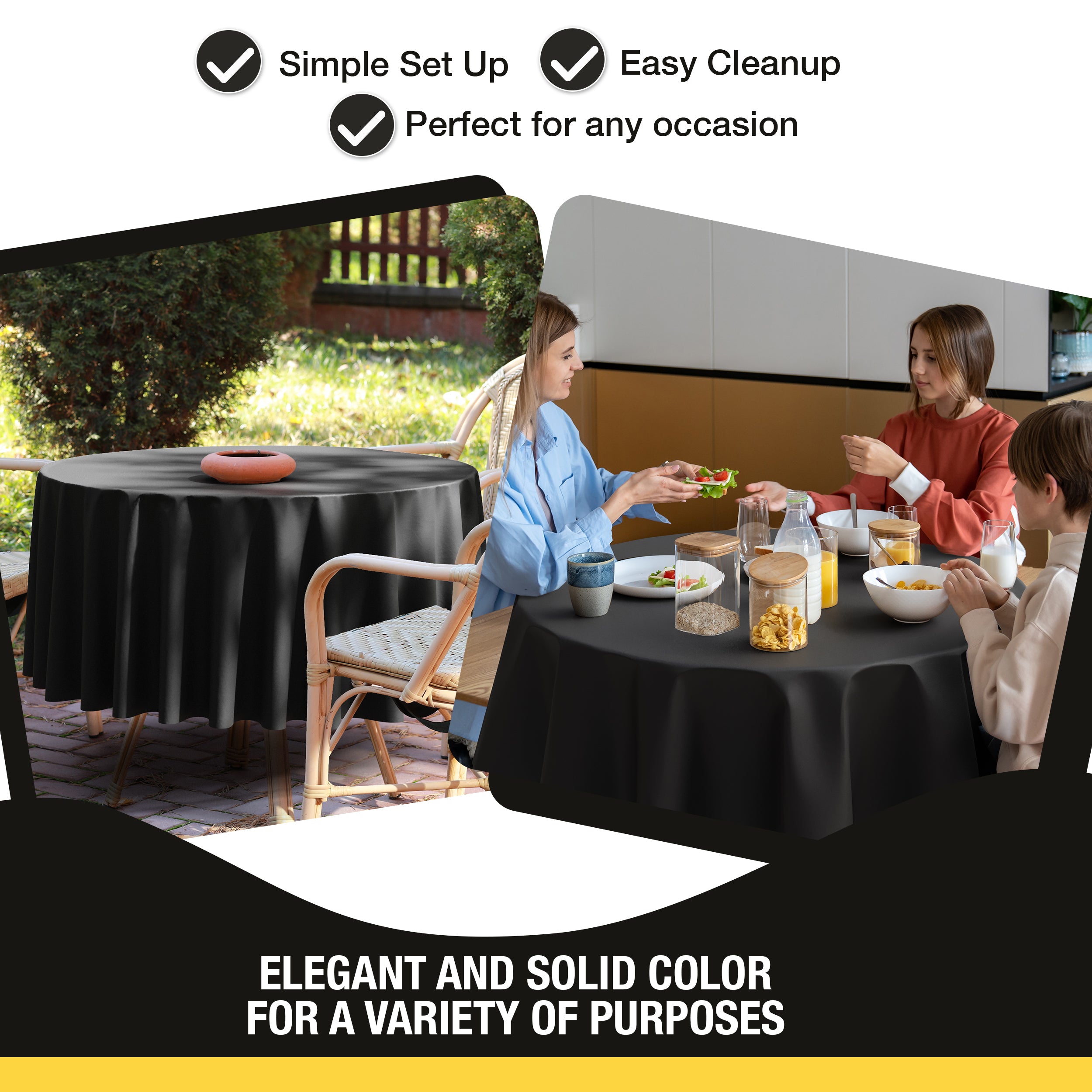 Premium 70" Round Black Table Cover
