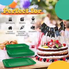 7 In. Emerald Green Square Paper Plates - 20 Ct.