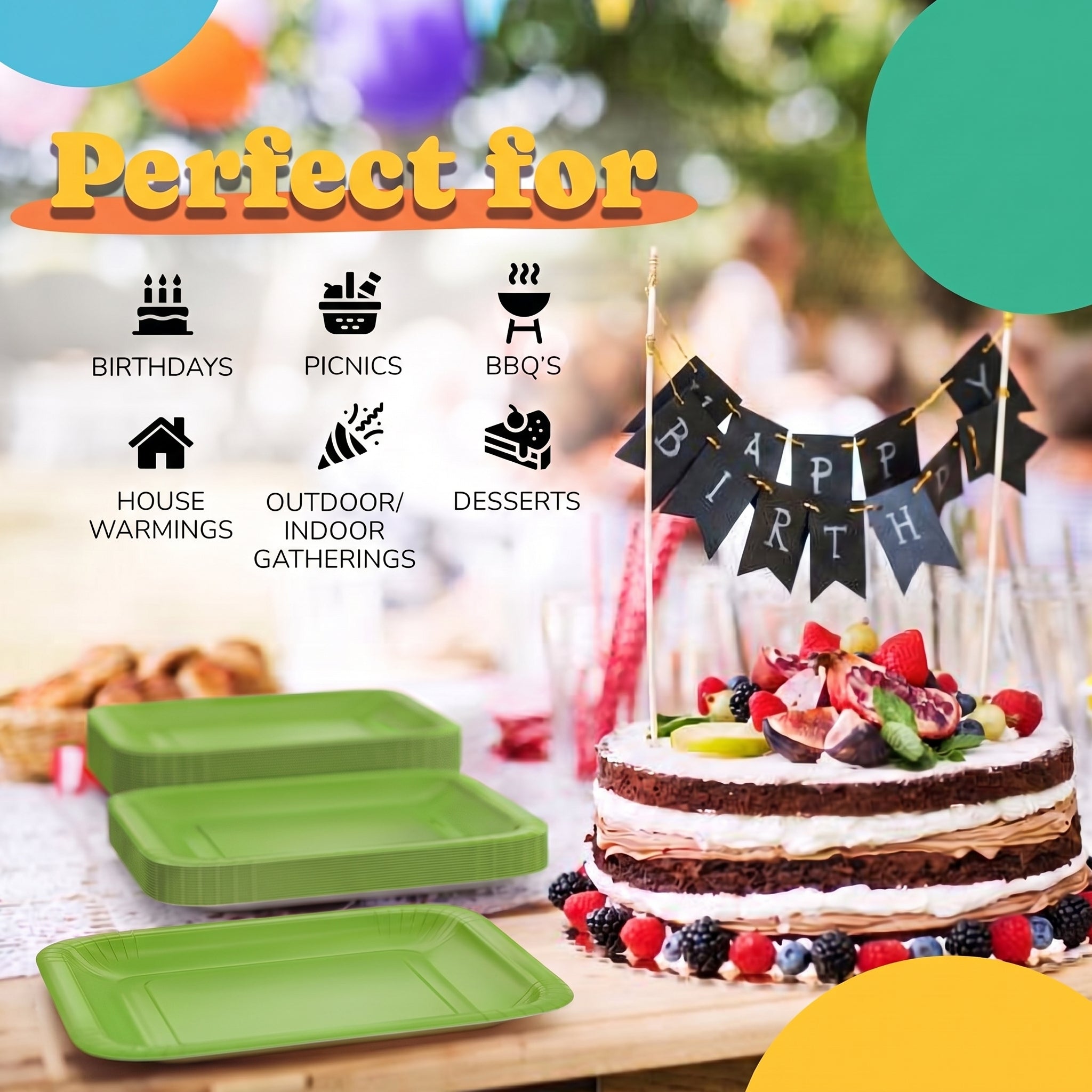 7 In. Lime Square Paper Plates - 20 Ct.