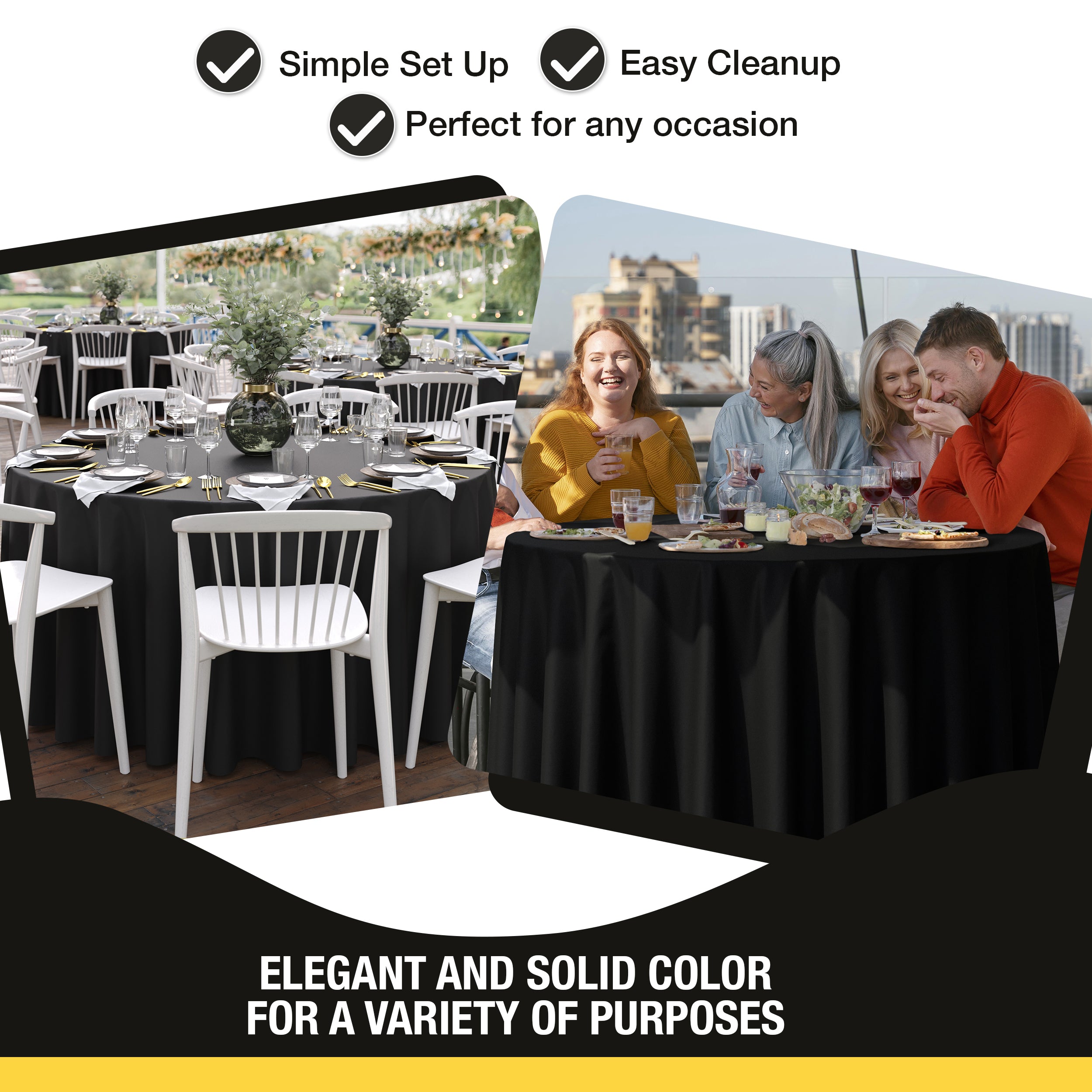 Premium 108" Round Black Table Cover