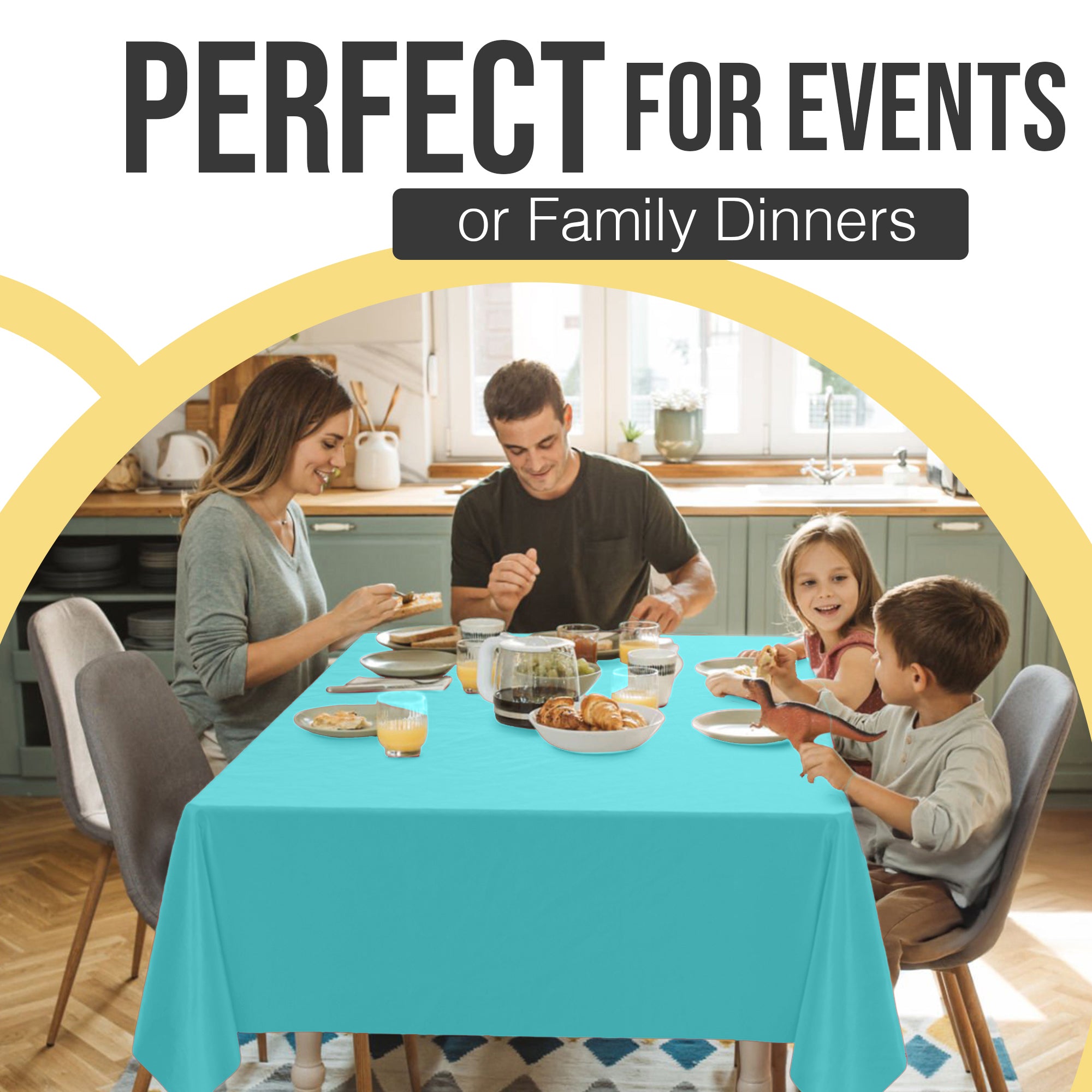 Premium Aqua Blue Plastic Table Cover | Case of 96 | 54 in. x 108 in.