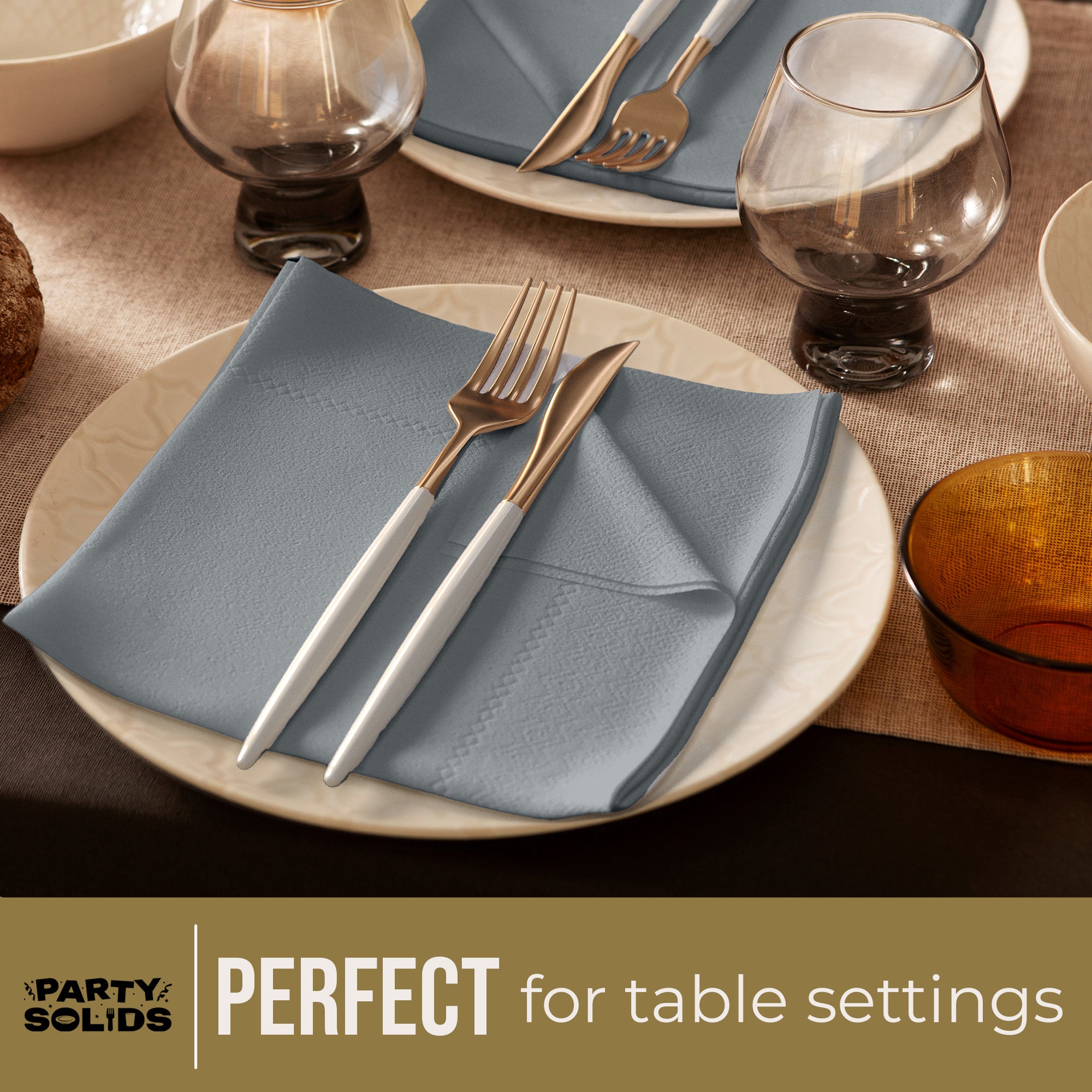 Silver Dinner Napkins | 8 in. x 8 in. | 50 Ct.