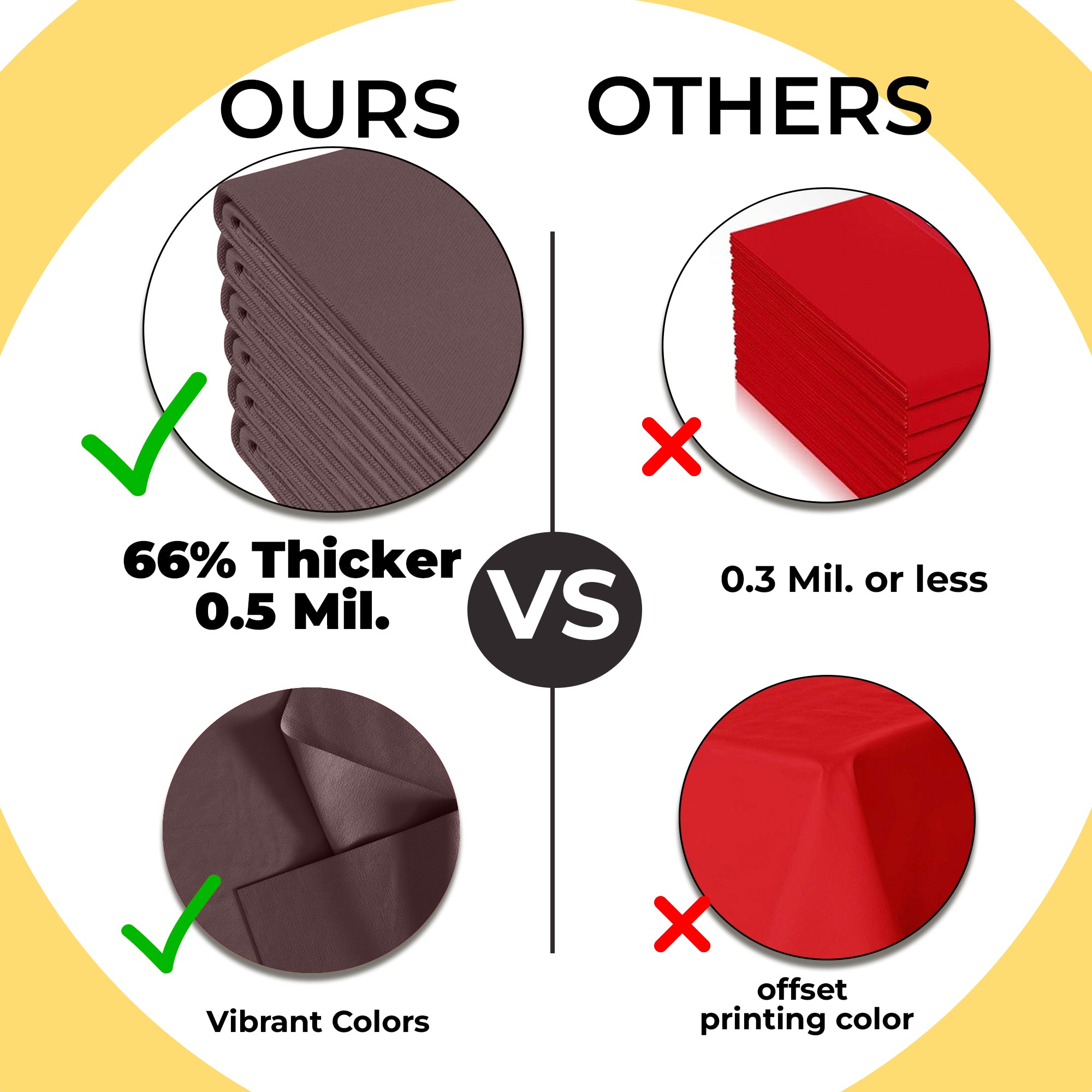 Premium Round Brown Plastic Table Covers | 12 Pack | 84 in.