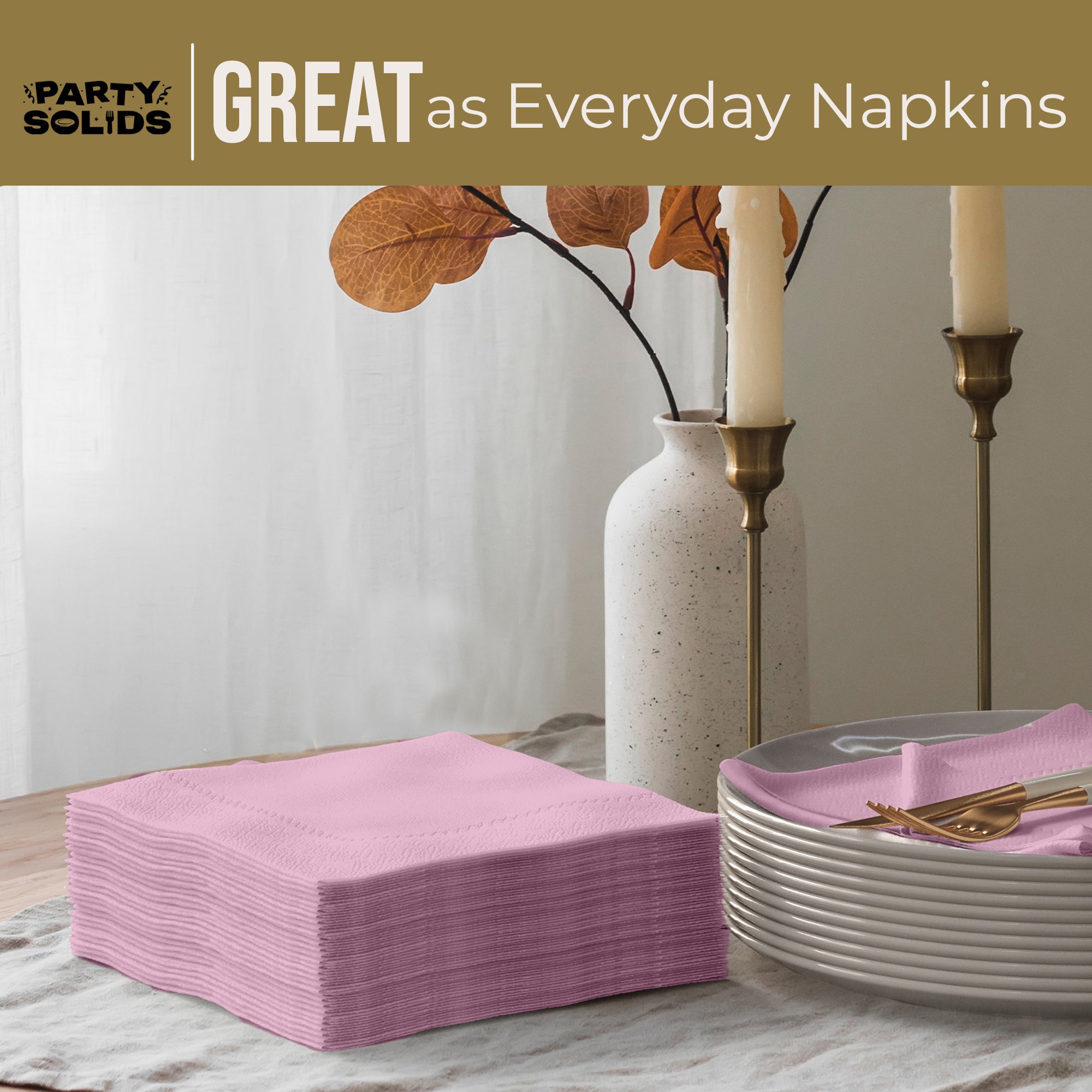 Pink Dinner Napkins | 8 in. x 8 in. | 50 Ct.