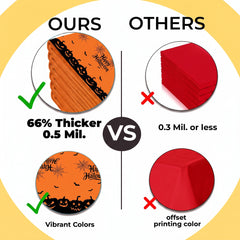 Happy Halloween Orange Plastic Table Cover | 54 in. x 108 in. | Case of 96