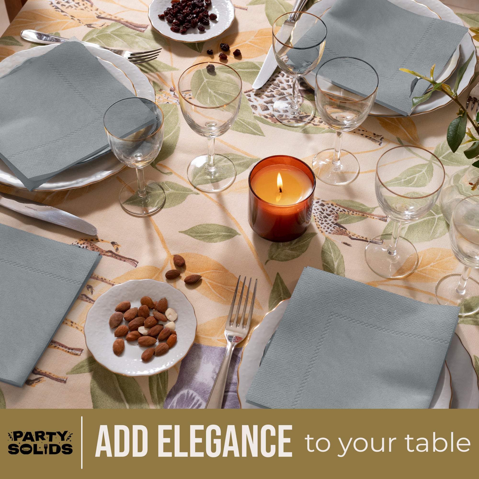 Silver Dinner Napkins | 8 in. x 8 in. | 50 Ct.