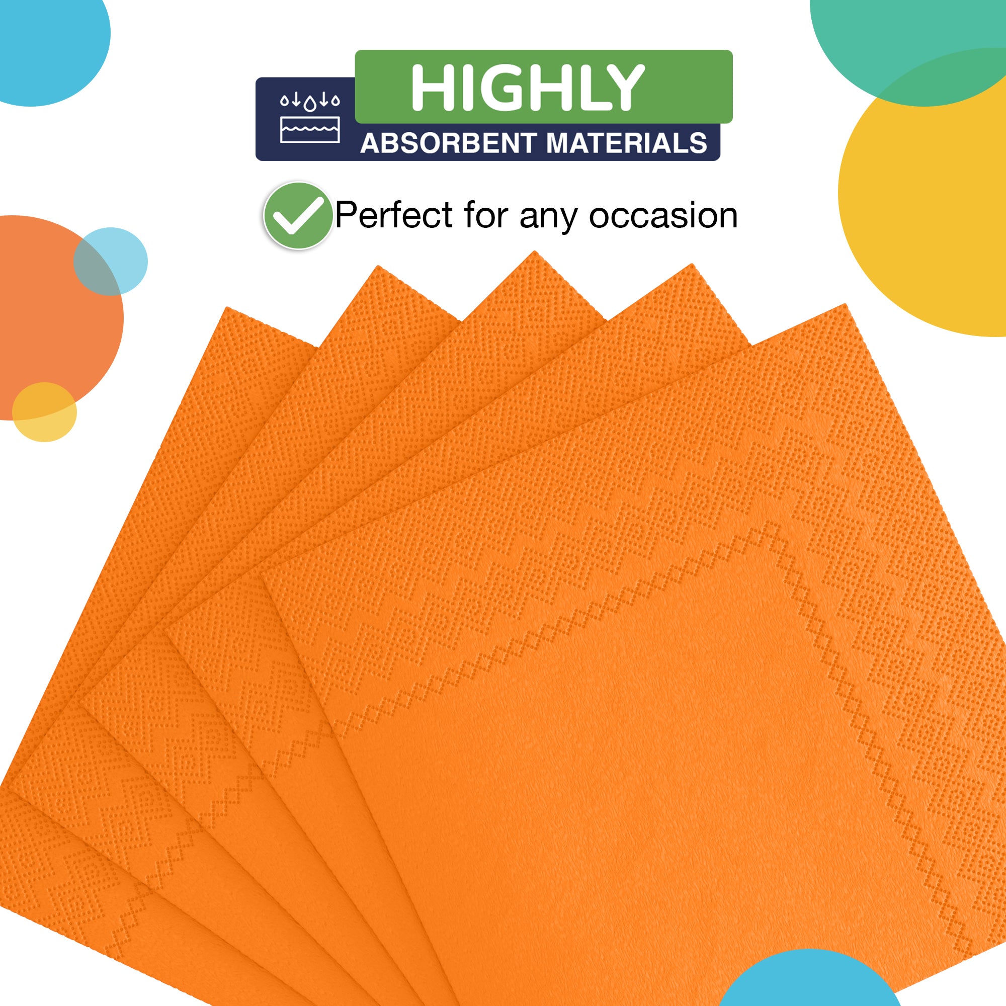 Orange Beverage Napkins - 4.75 in. x 4.75 in. | 100 Count