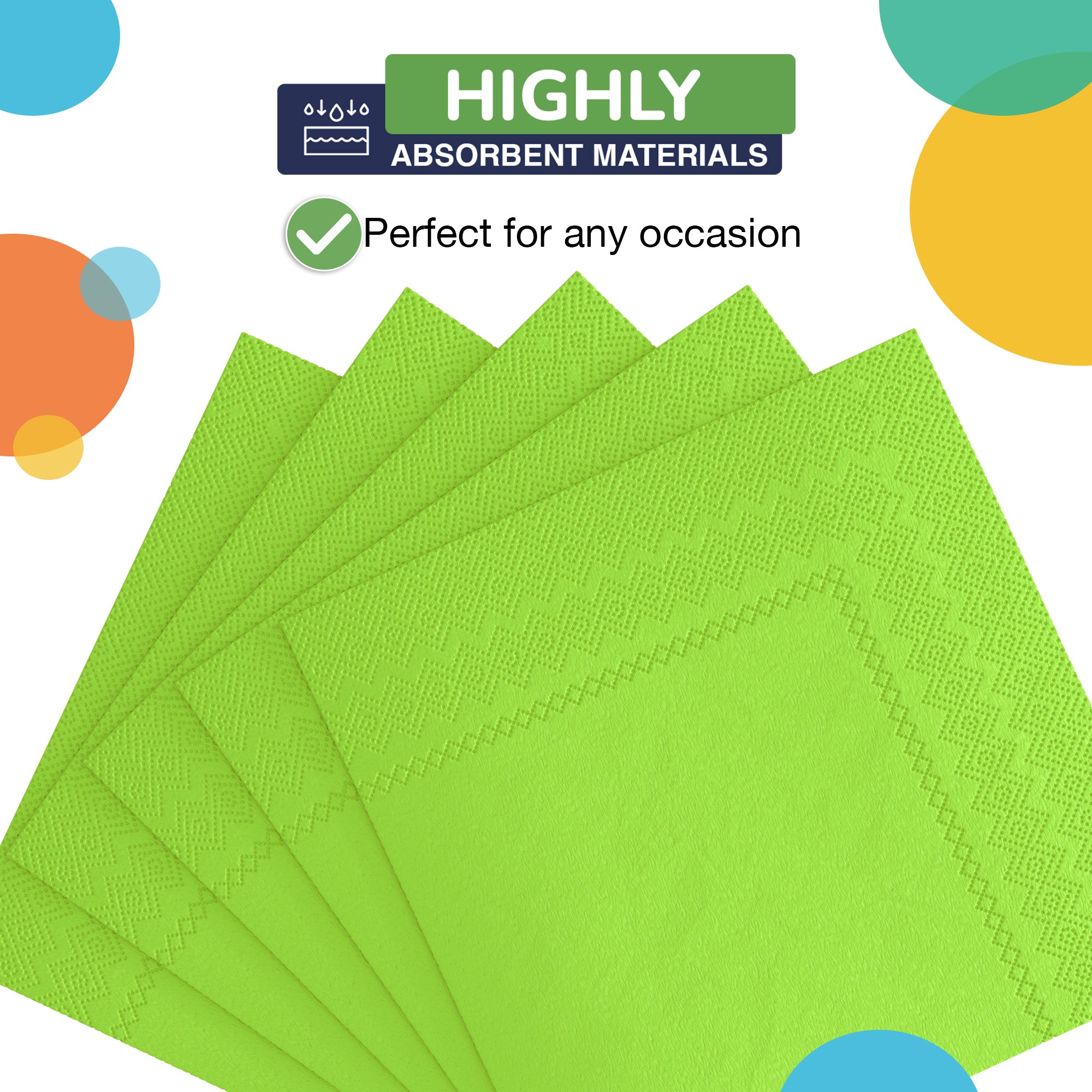 Lime Green Beverage Napkins - 4.75 in. x 4.75 in. | 100 Count