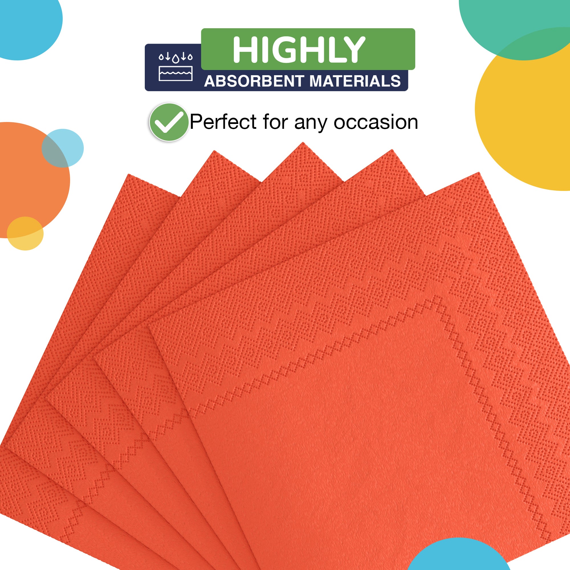 Orange Beverage Napkins | 4.75 in. x 4.75 in. | Case of 3600