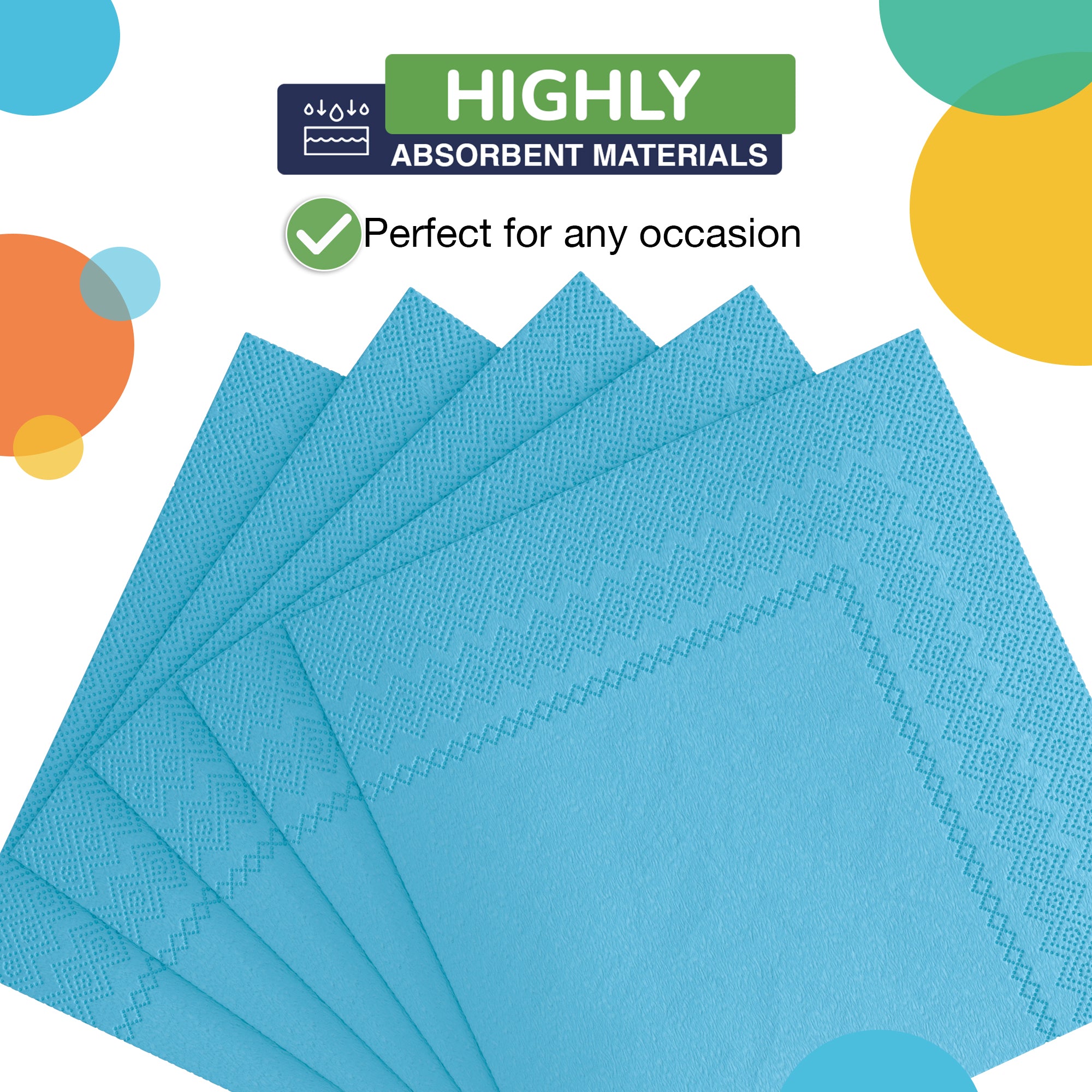 Turquoise Beverage Napkins | 4.75 in. x 4.75 in. | Case of 3600