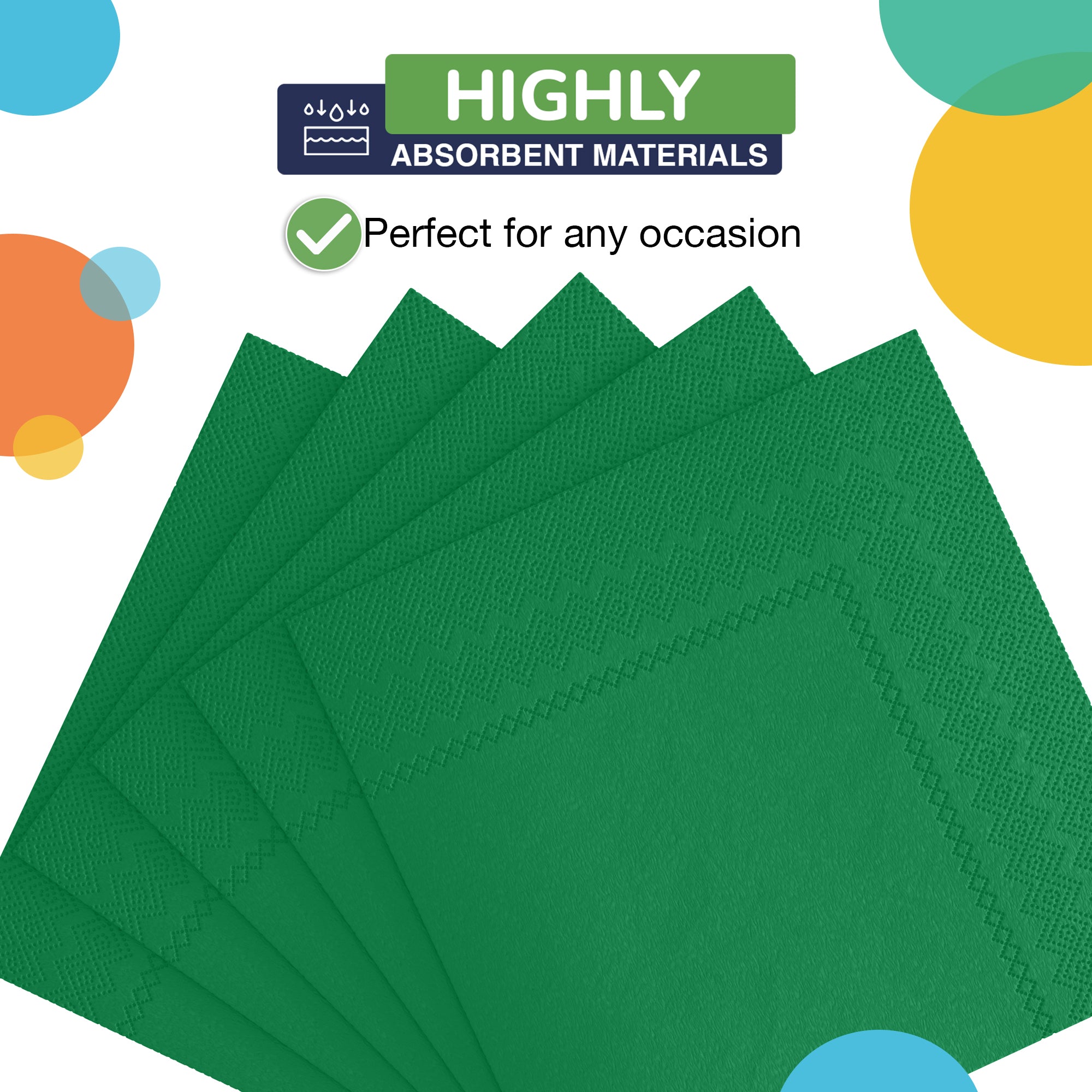 Emerald Green Beverage Napkins | 4.75 in. x 4.75 in. | Case of 3600