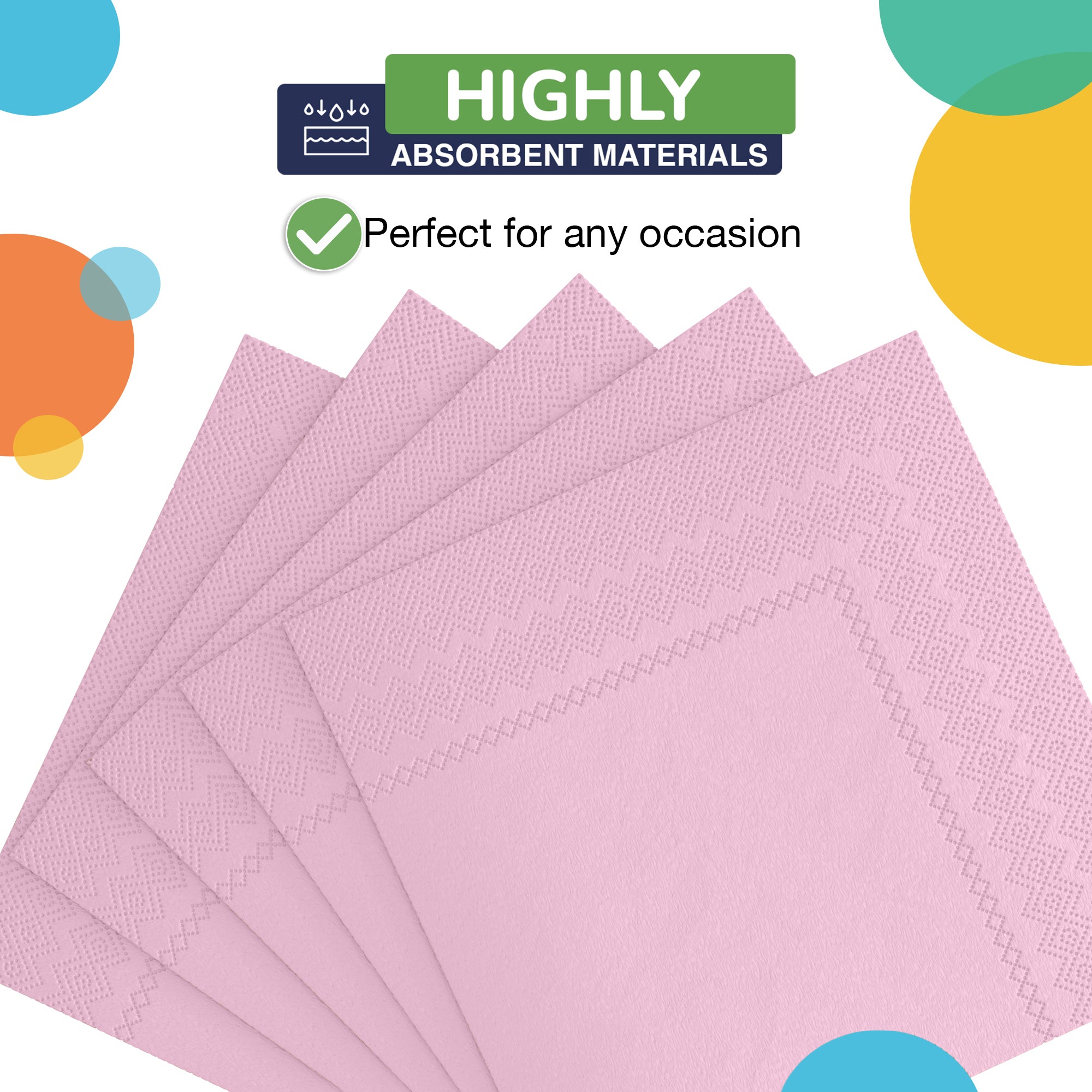 Pink Beverage Napkins - 4.75 in. x 4.75 in. | 100 Count