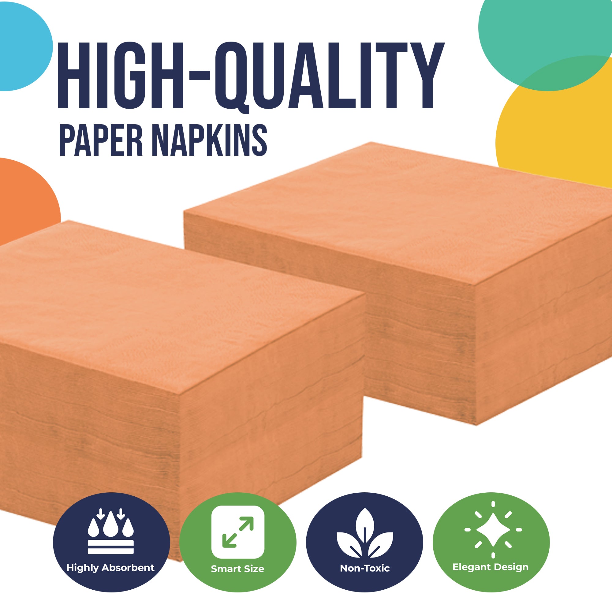 Peach Beverage Napkins | 4.75 in. x 4.75 in. | Case of 3600