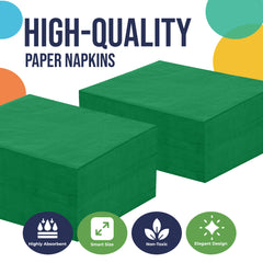 Emerald Green Beverage Napkins | 4.75 in. x 4.75 in. | Case of 3600