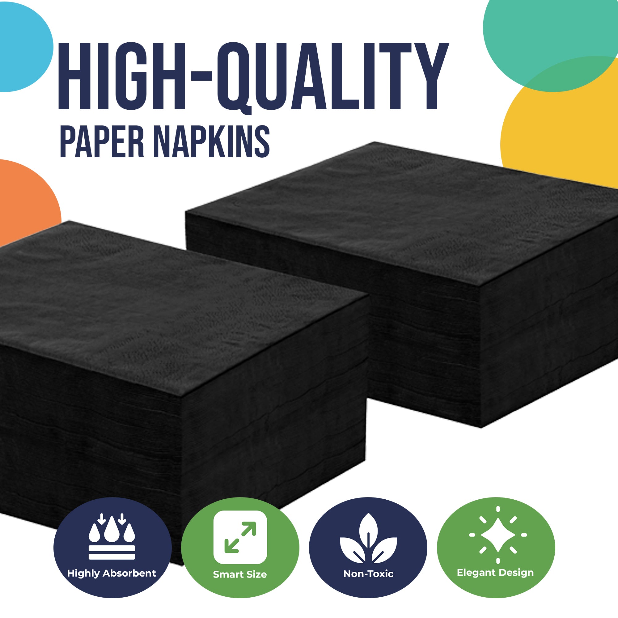 Black Luncheon Napkins | 6.75 in. X 6.75 in. | 50 Count