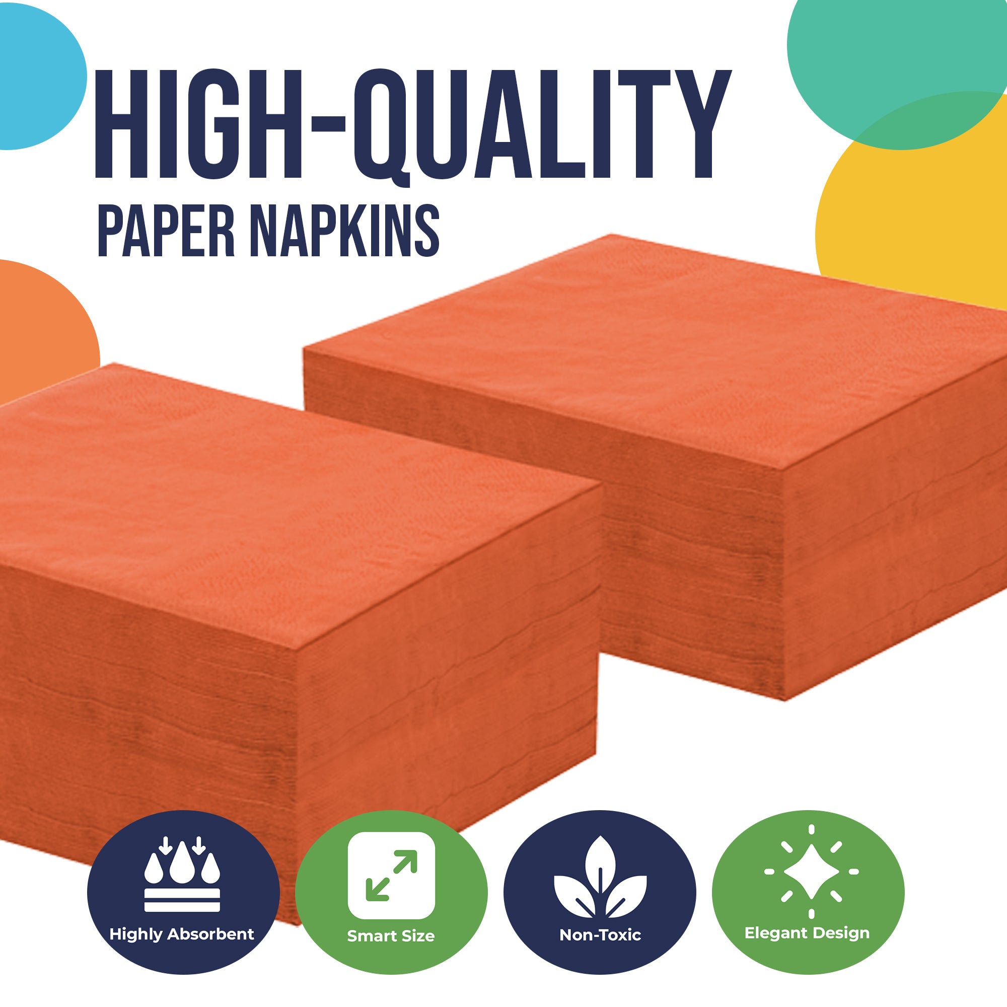 Orange Beverage Napkins | 4.75 in. x 4.75 in. | Case of 3600
