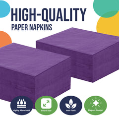 Purple Luncheon Napkins | 6.75 in. X 6.75 in. | 50 Count