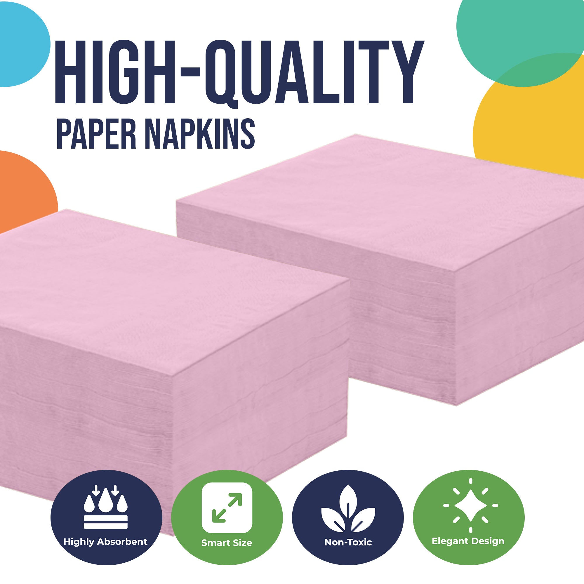 Pink Beverage Napkins - 4.75 in. x 4.75 in. | 100 Count