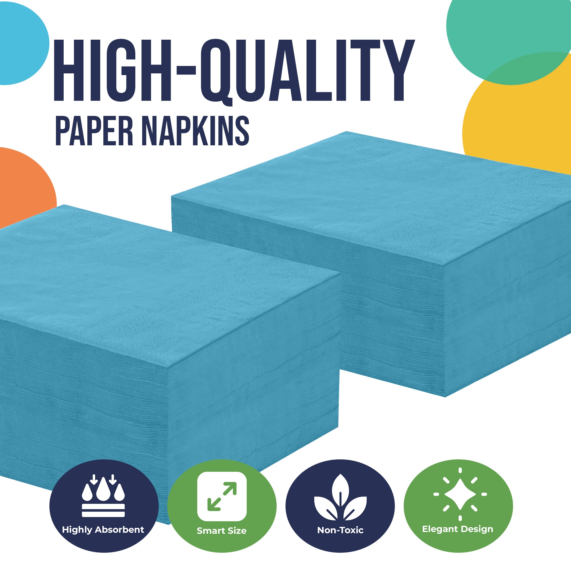 Turquoise Beverage Napkins | 4.75 in. x 4.75 in. | Case of 3600