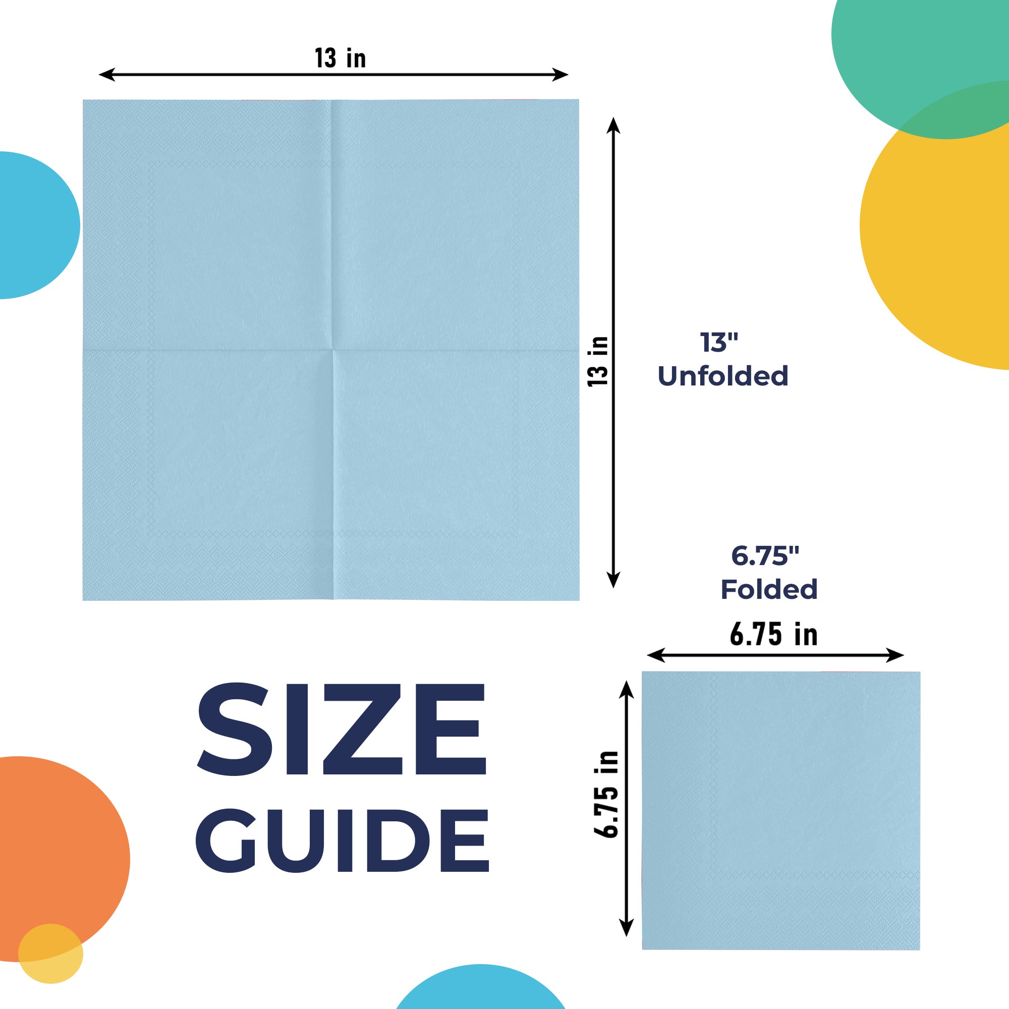 Light Blue Luncheon Napkins - 6.75 in. | 100 Count