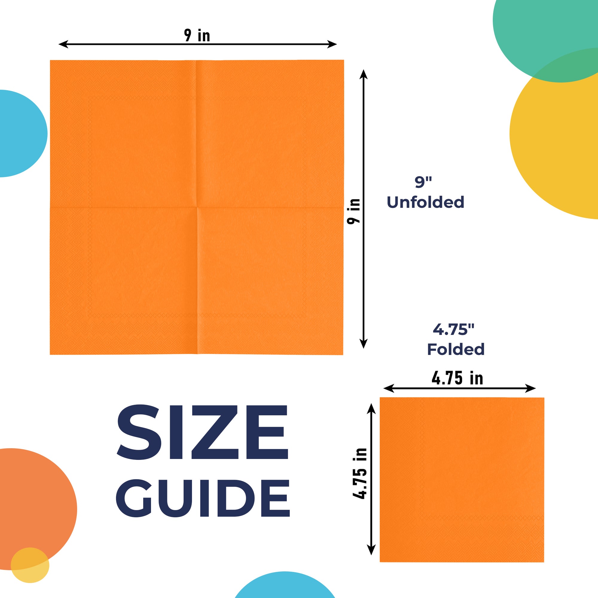 Orange Beverage Napkins - 4.75 in. x 4.75 in. | 100 Count