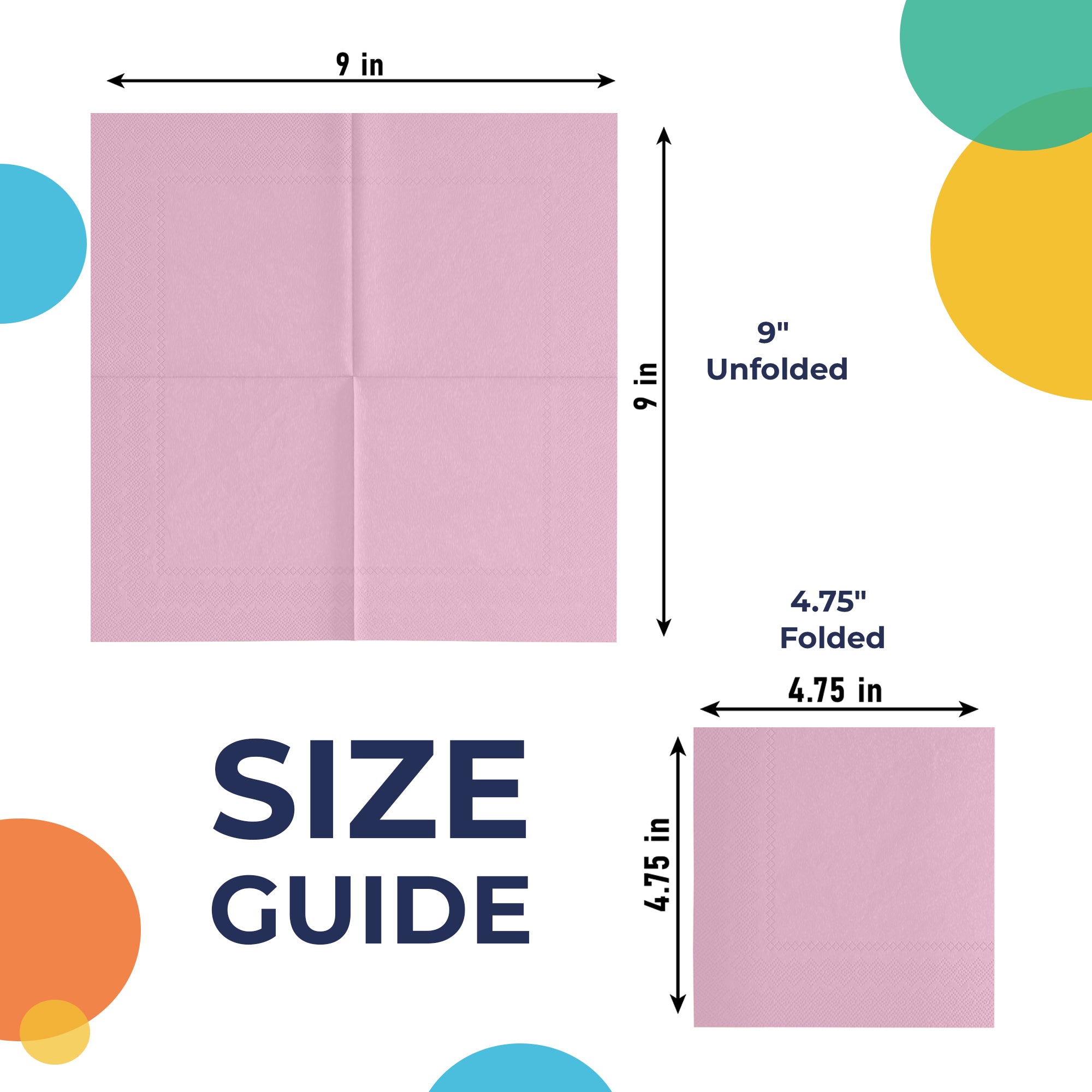 Pink Beverage Napkins - 4.75 in. x 4.75 in. | 100 Count