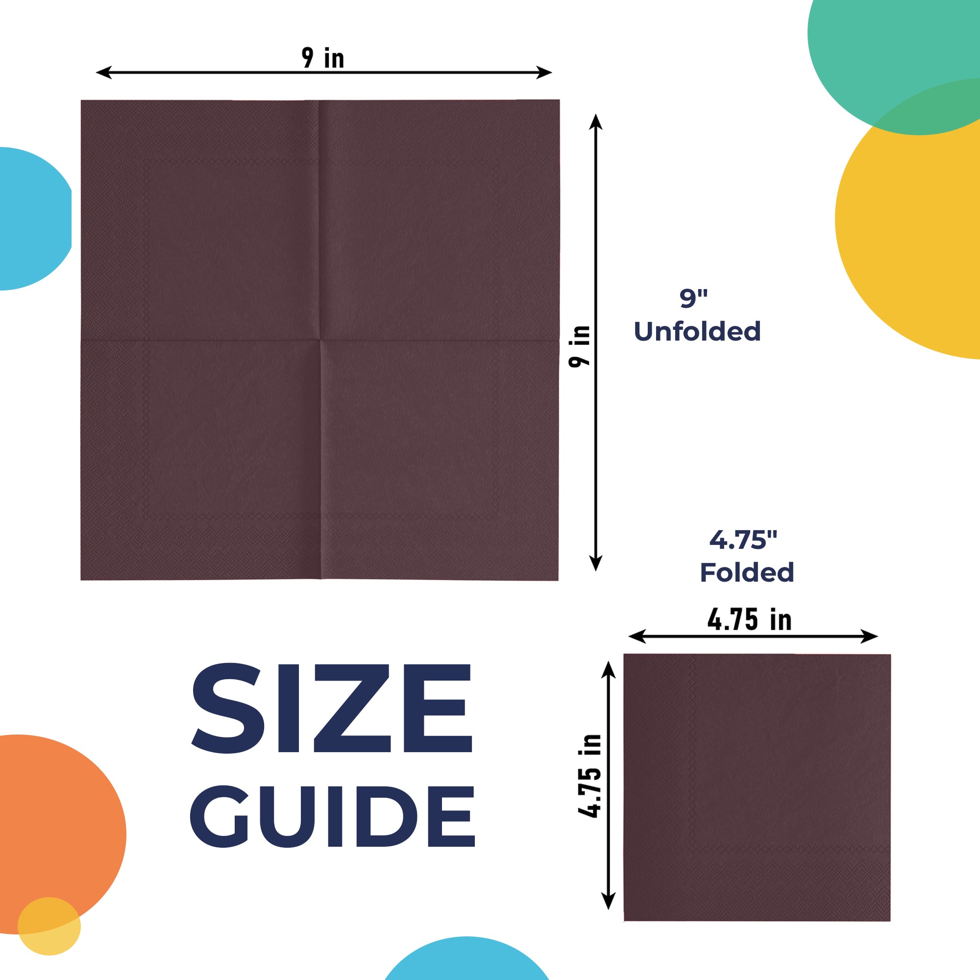 Brown Beverage Napkins - 4.75 in. x 4.75 in. | 100 Count