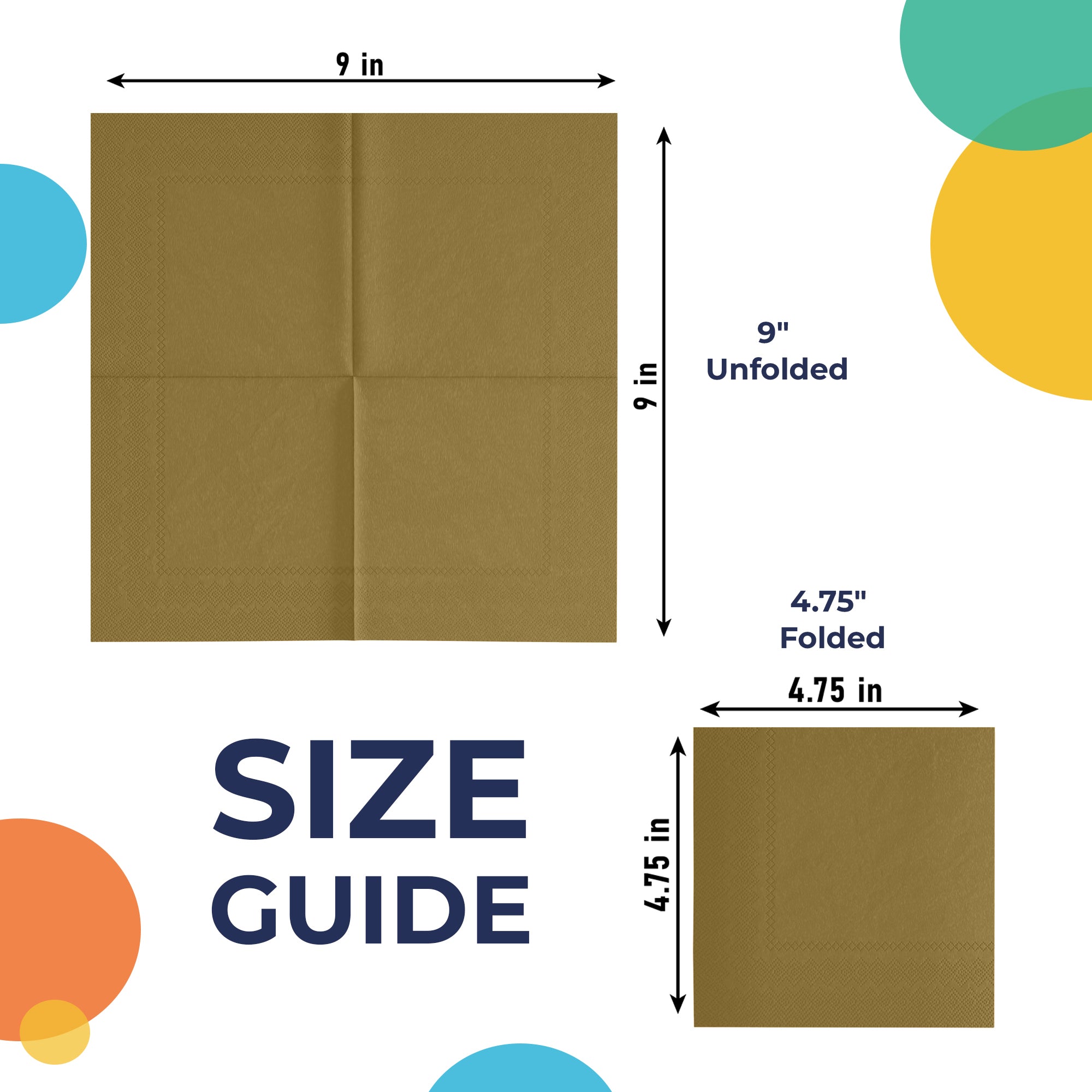 Gold Beverage Napkins | 4.75 in. x 4.75 in. | 100 Count