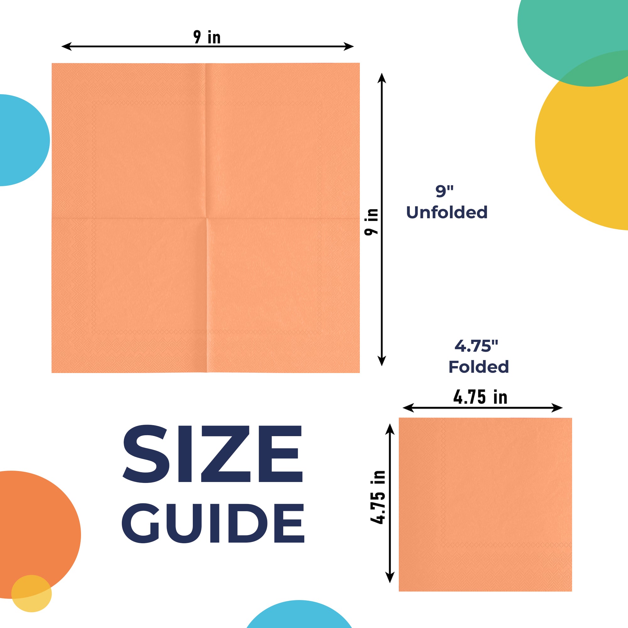 Peach Beverage Napkins | 4.75 in. x 4.75 in. | Case of 3600