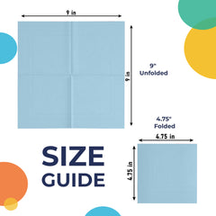 Light Blue Beverage Napkins | 4.75 in. x 4.75 in. | 50 Count