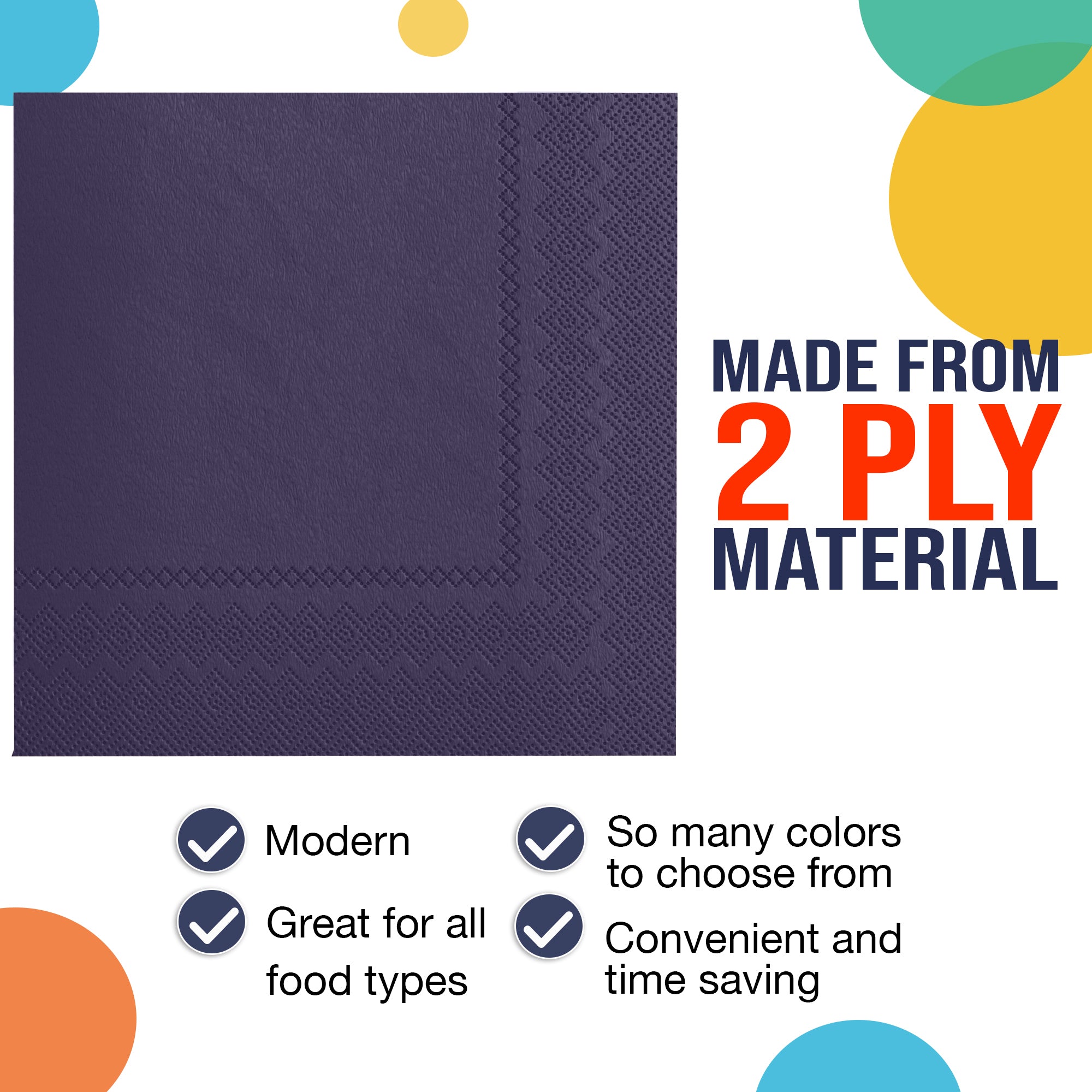 Dark Purple Luncheon Napkins | 6.75 in. x 6.75 in. | 100 Count