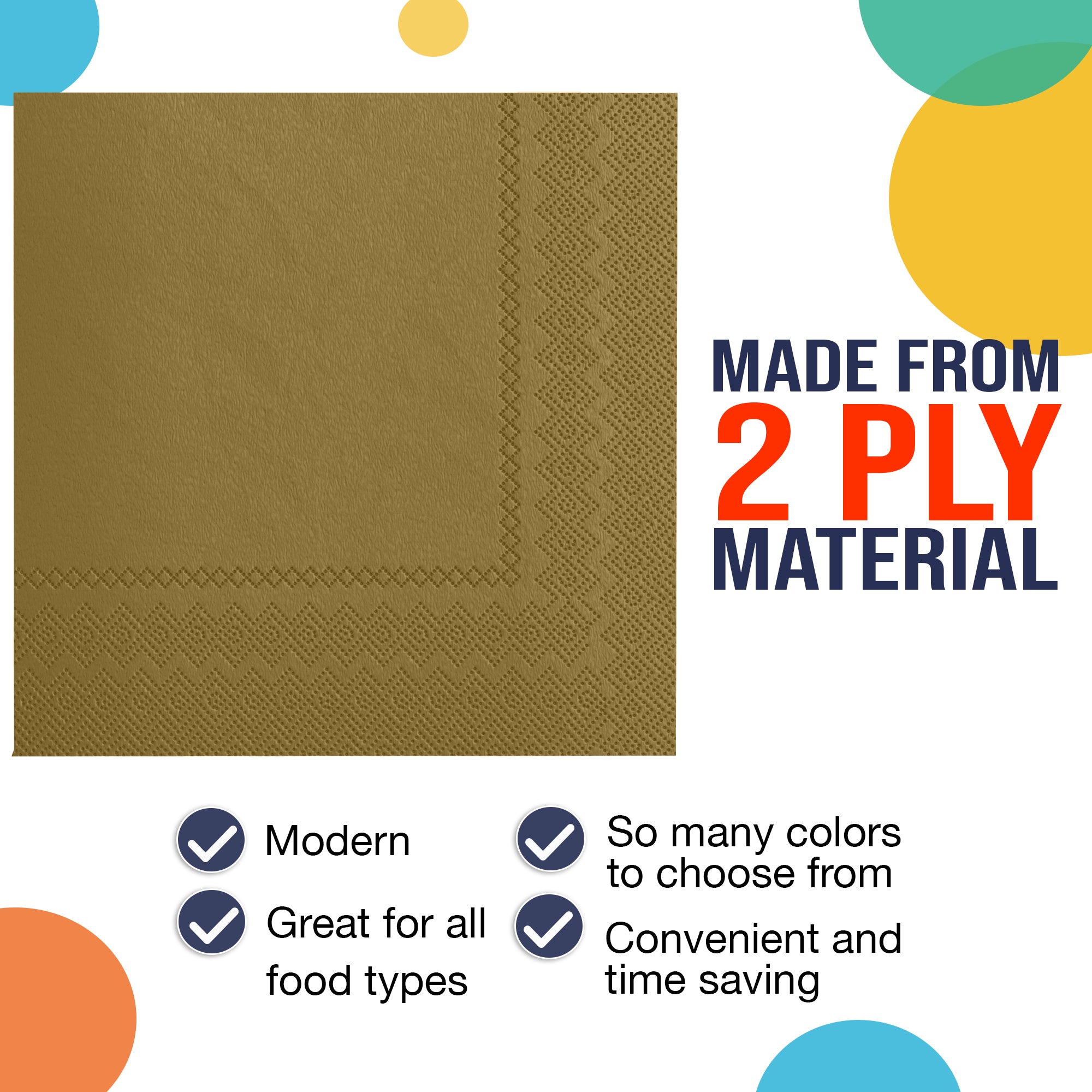 Gold Luncheon Napkins - 6.75 in. | 100 Count