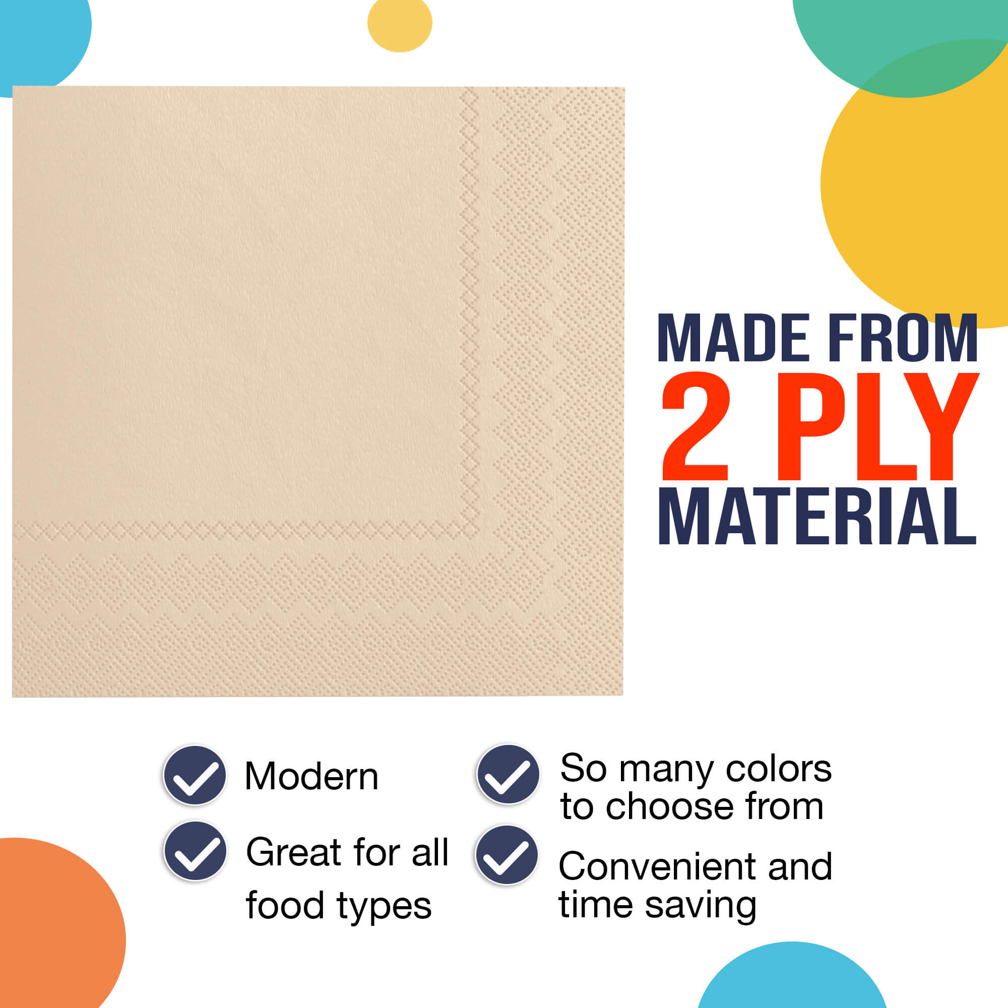 Ivory Beverage Napkins | 20 Count