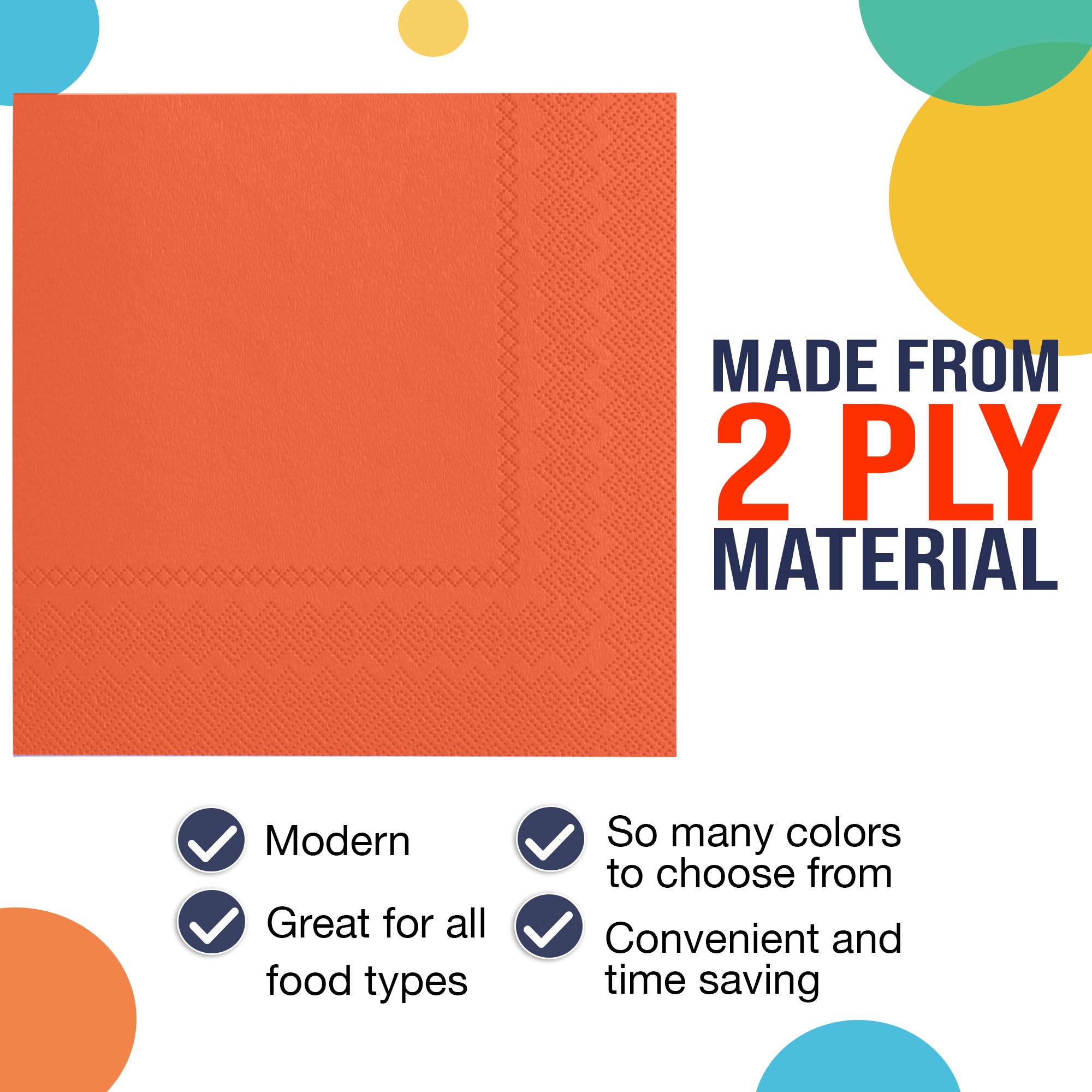 Orange Beverage Napkins | 4.75 in. x 4.75 in. | 100 Count