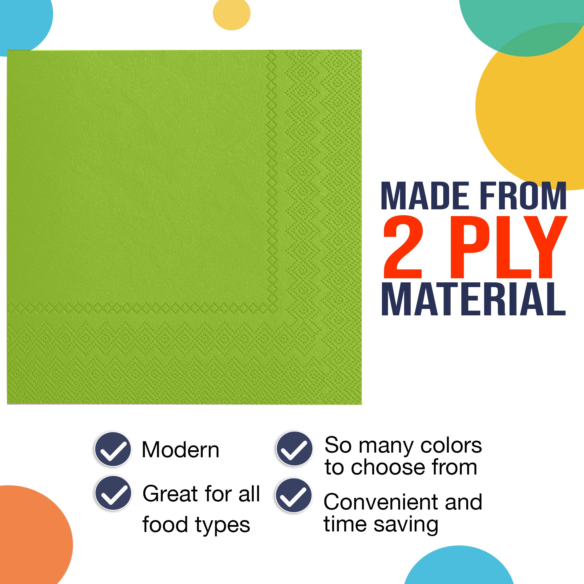 Lime Green Beverage Napkins - 4.75 in. x 4.75 in. | 100 Count