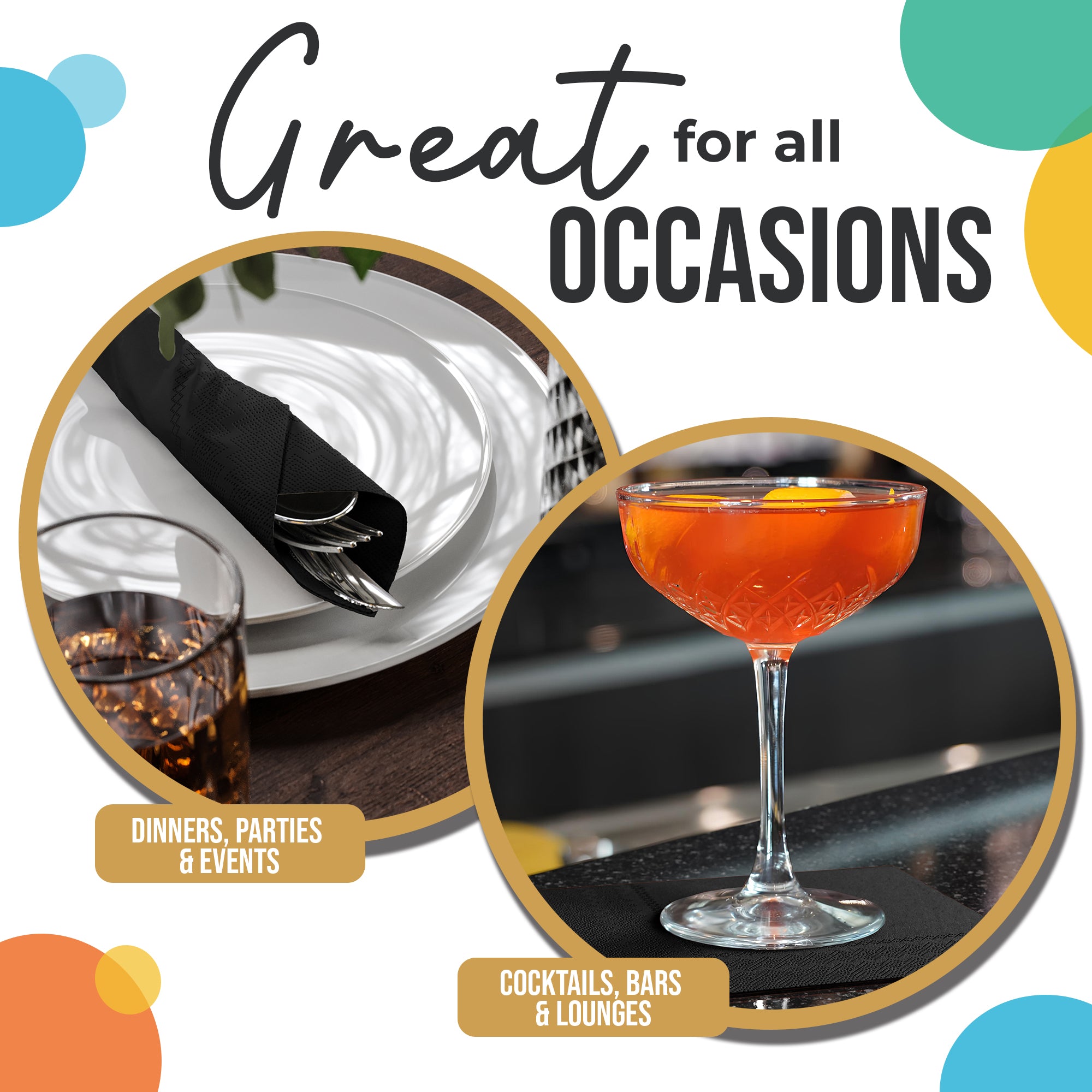 Black Beverage Napkins | 100 Count