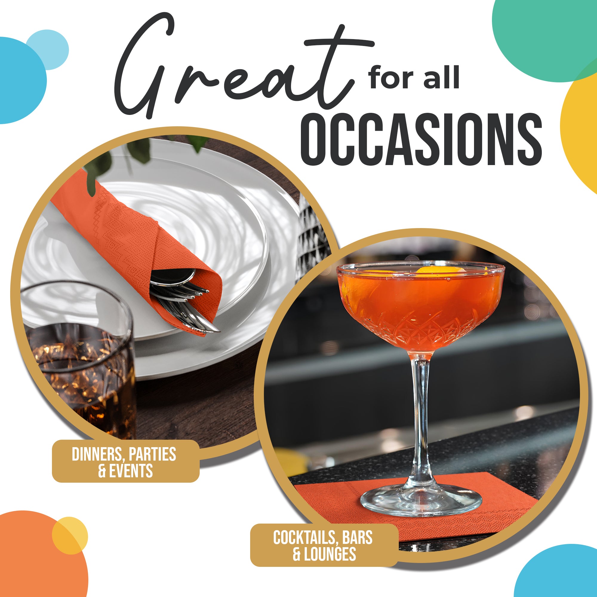 Orange Beverage Napkins | 4.75 in. x 4.75 in. | 100 Count
