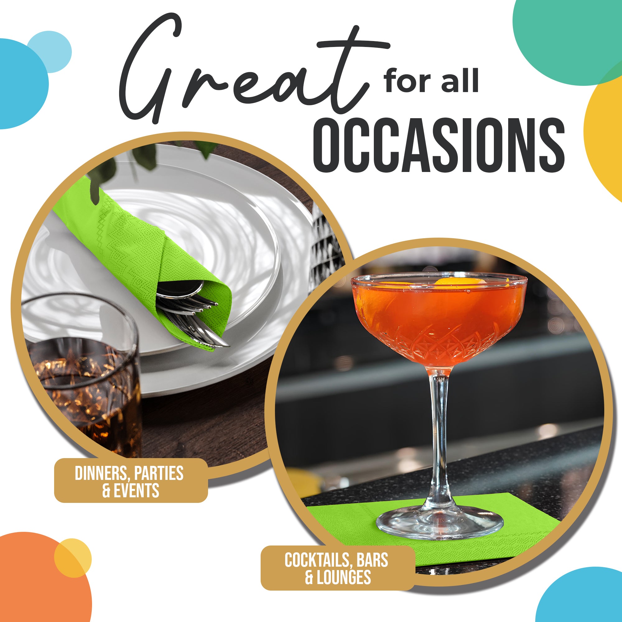 Lime Green Beverage Napkins - 4.75 in. x 4.75 in. | 100 Count