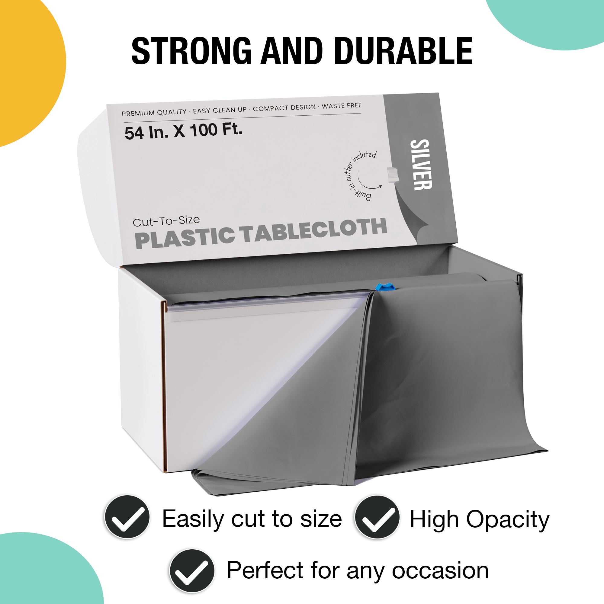 54 in. x 100 Ft. Cut To Size Table Roll | Silver