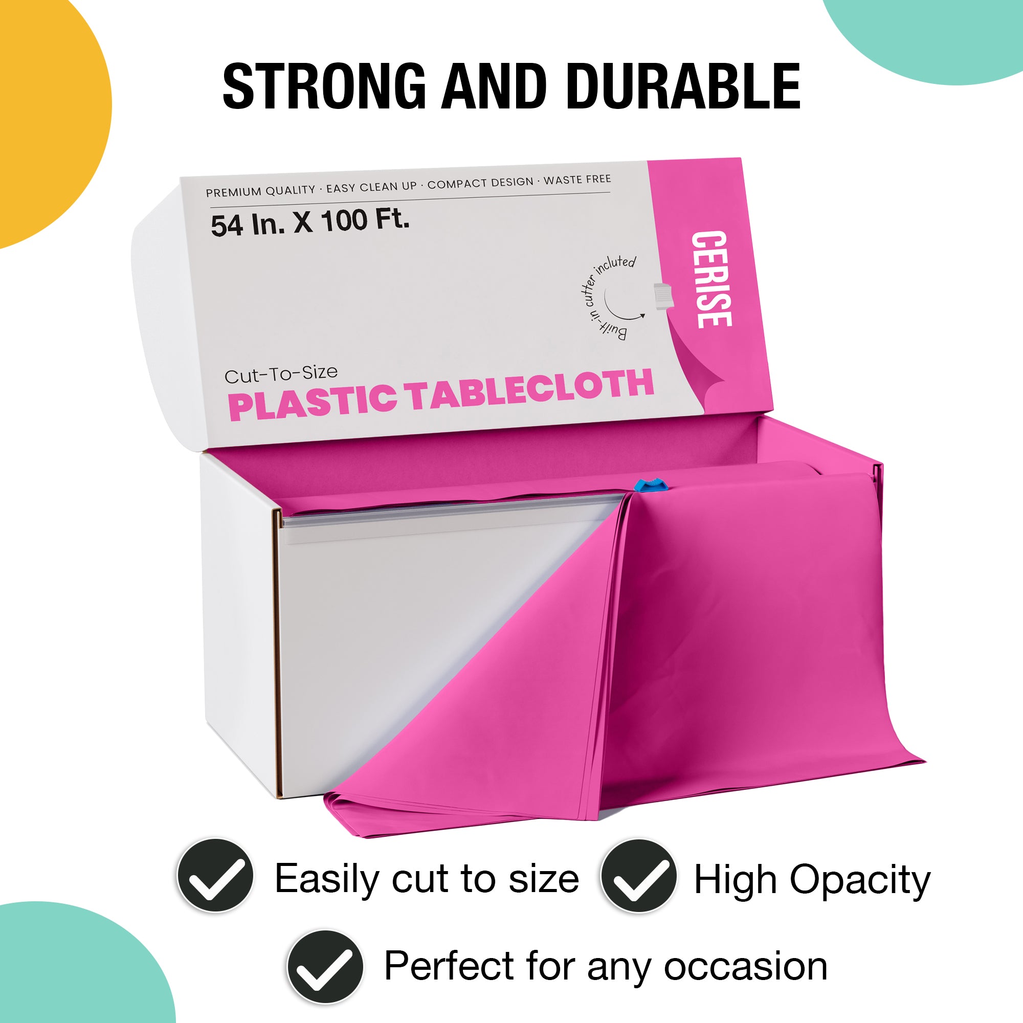 54 in. x 100 Ft. Cut To Size Table Roll  | Cerise | Case of 6