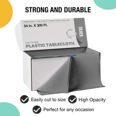 54 in. x 300 Ft. Cut To Size Table Roll  | Silver | Case of 4
