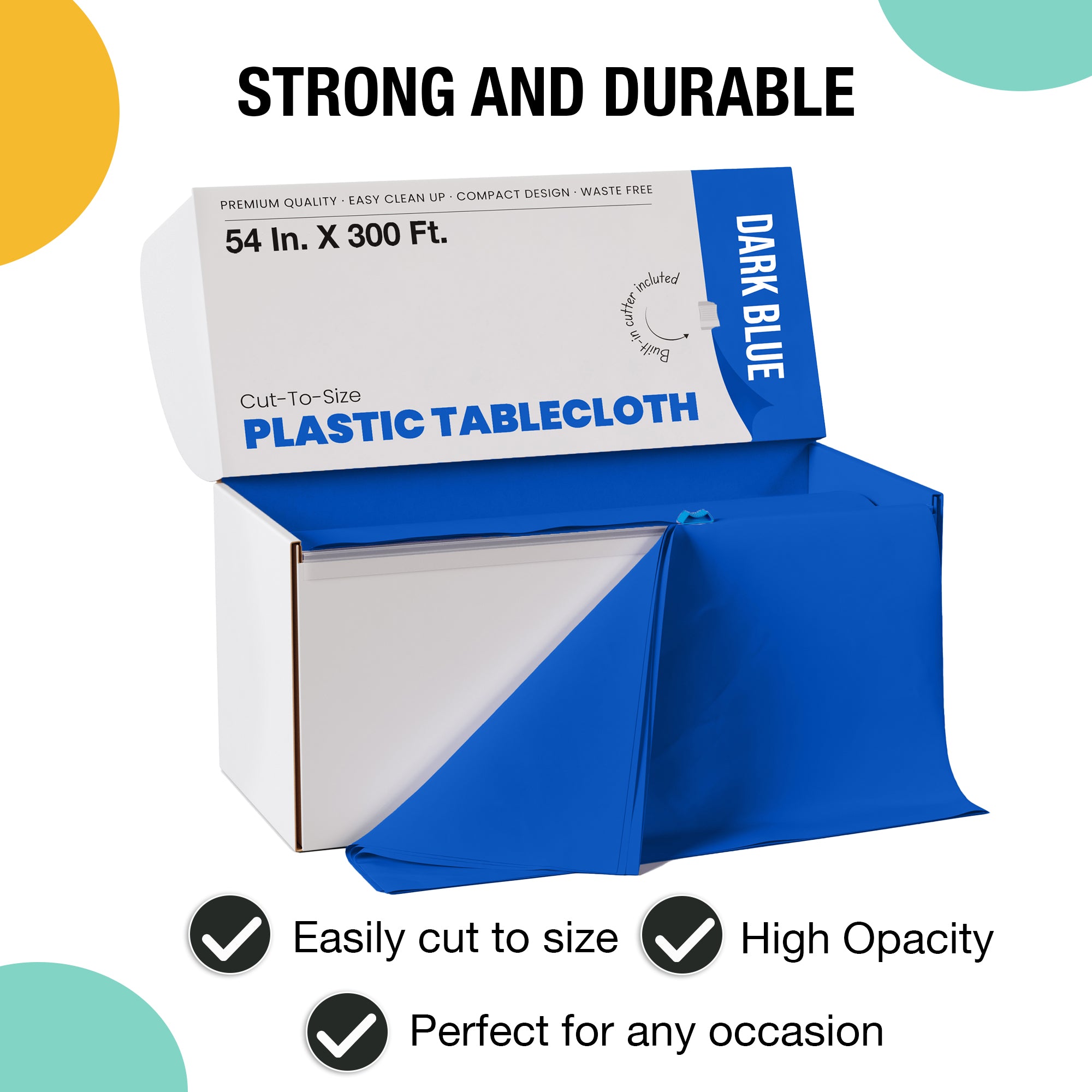 54 in. x 300 Ft. Cut To Size Table Roll  | Dark Blue | Case of 4