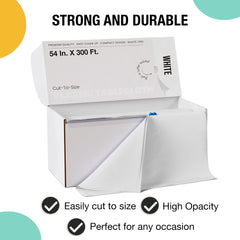 54 in. x 300 Ft. Cut To Size Table Cover | White