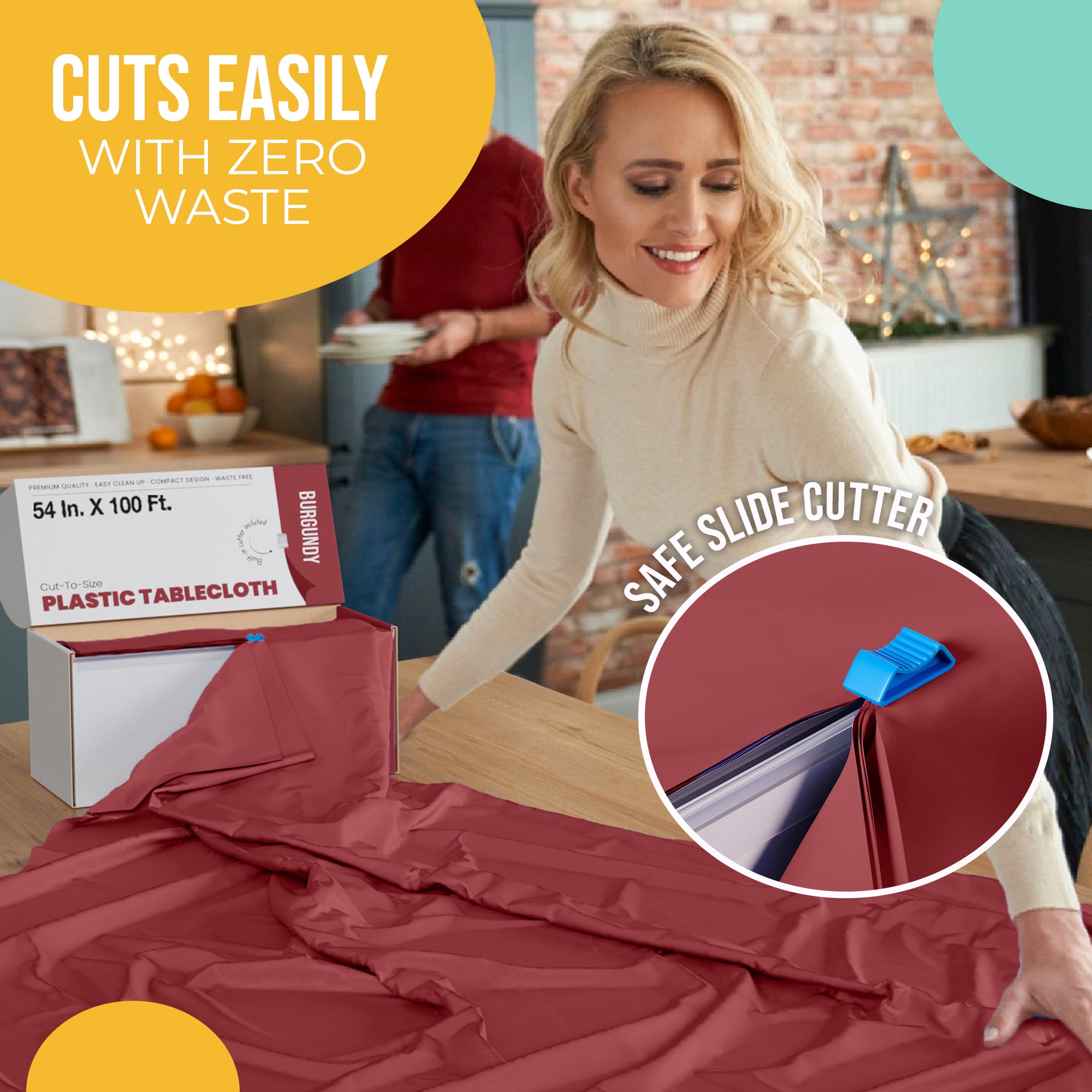 54 in. x 100 Ft. Cut To Size Table Roll | Burgundy