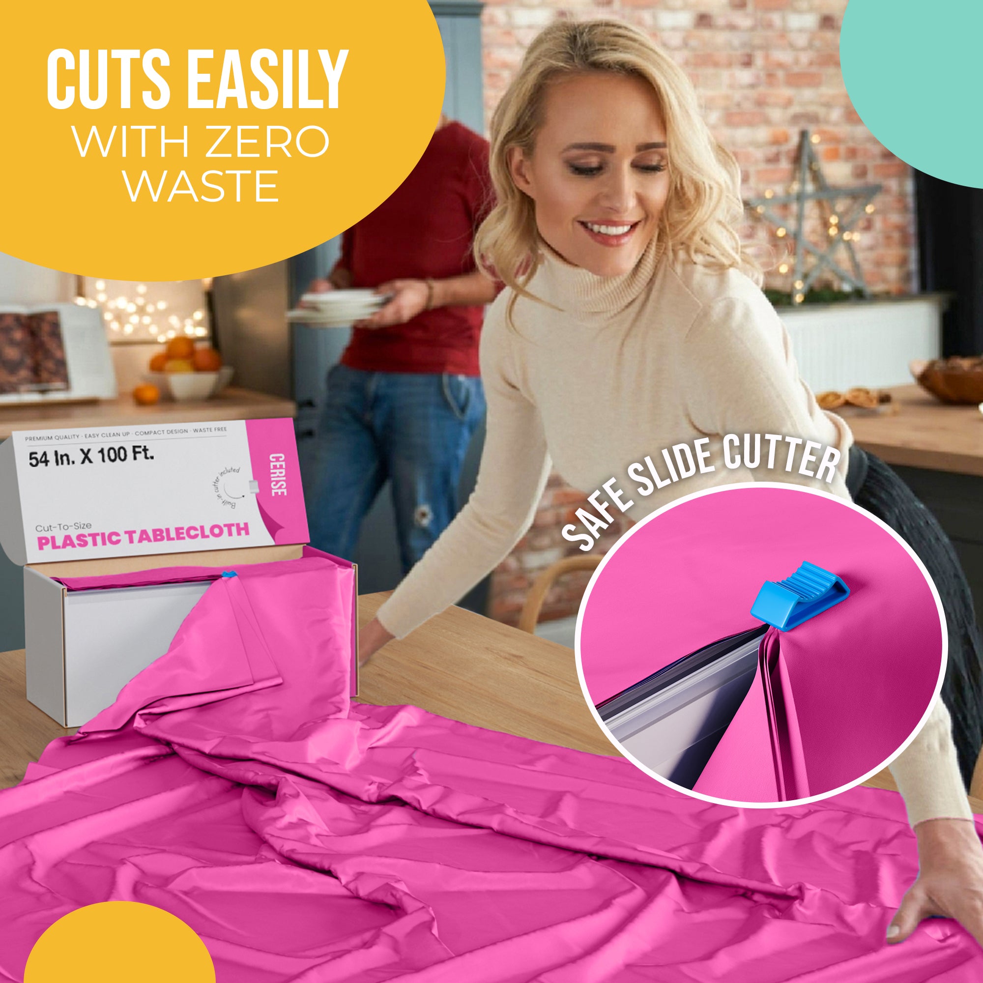54 in. x 100 Ft. Cut To Size Table Roll  | Cerise | Case of 6