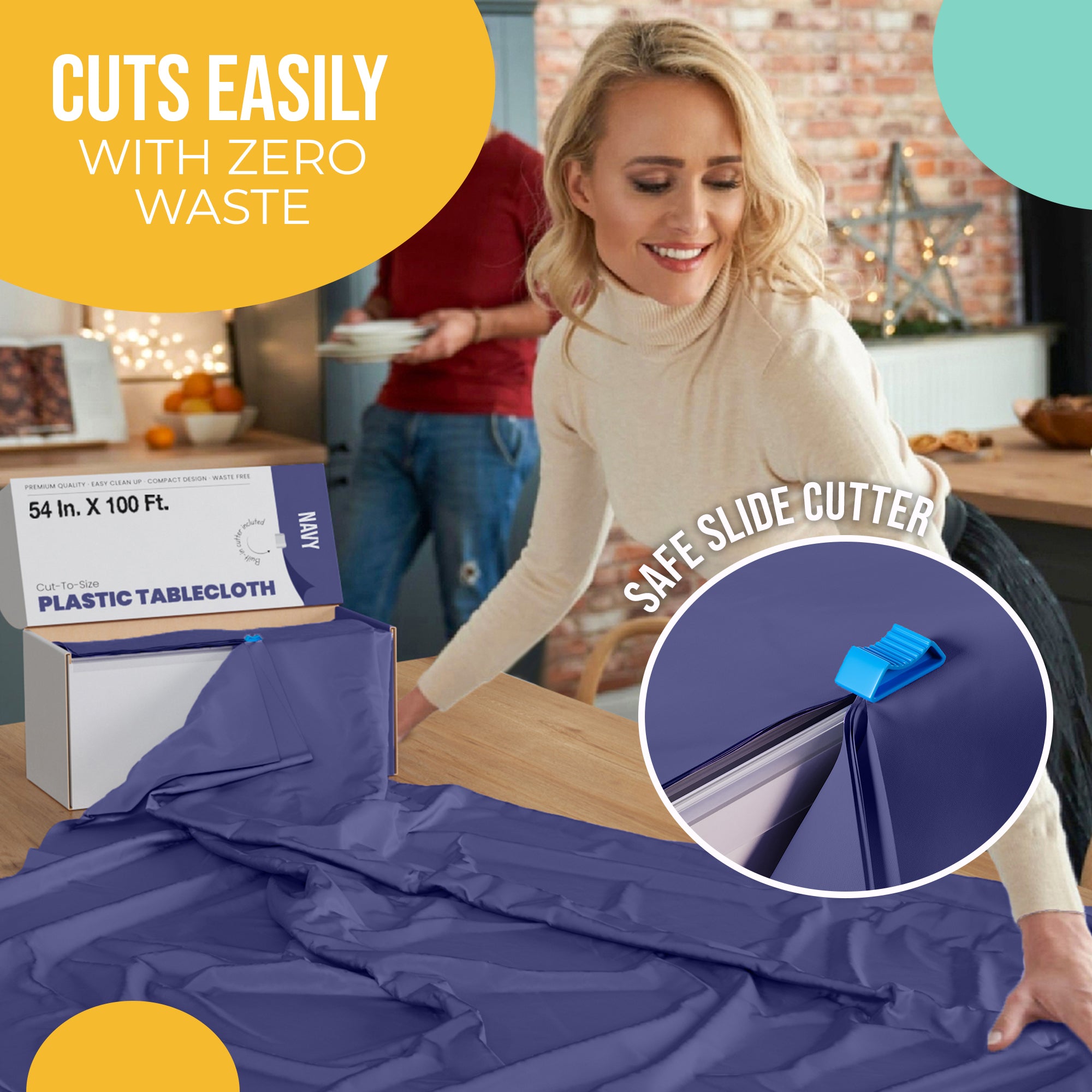 54 in. x 100 Ft. Cut To Size Table Roll | Navy