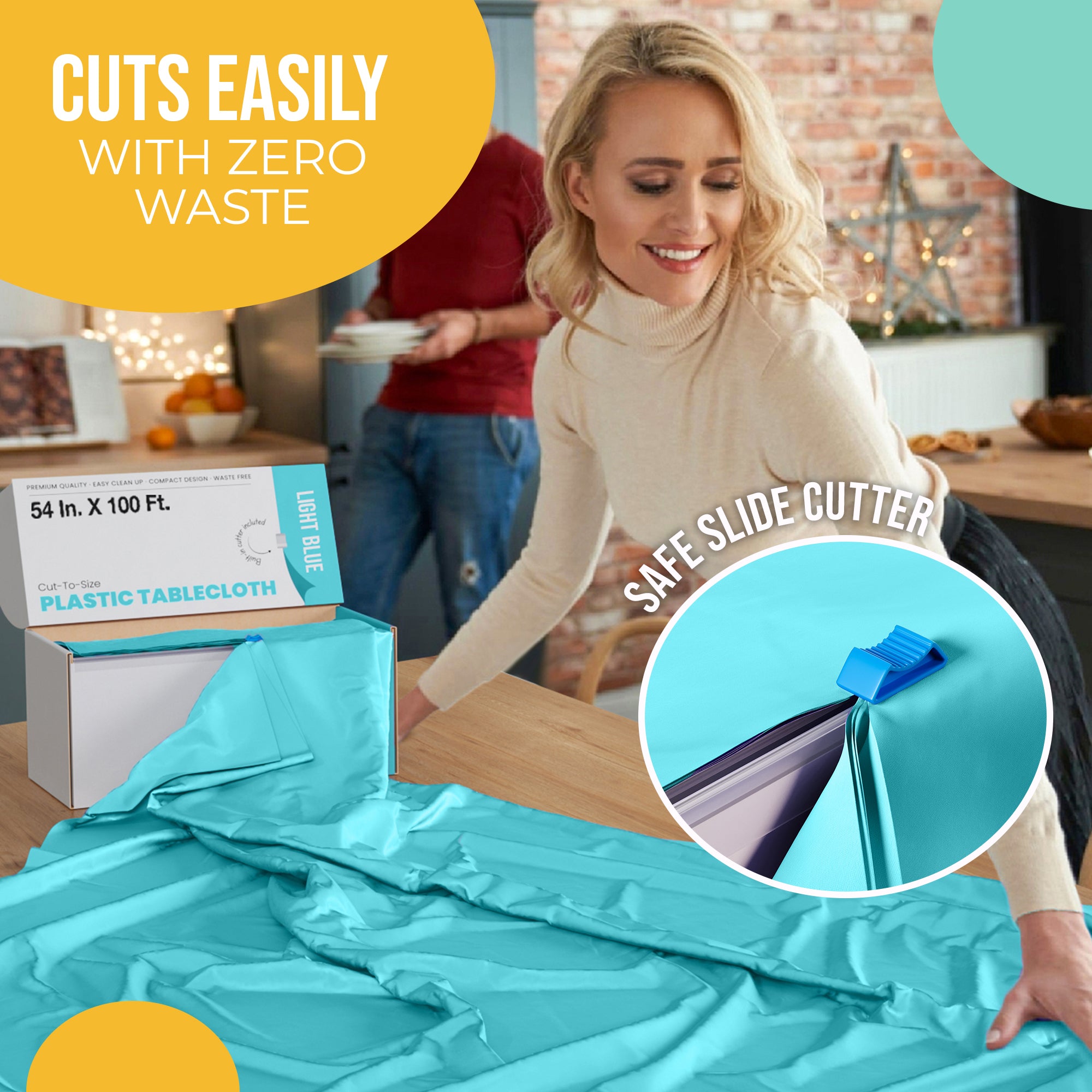 54 in. x 100 Ft. Cut To Size Table Roll  | Light Blue | Case of 6